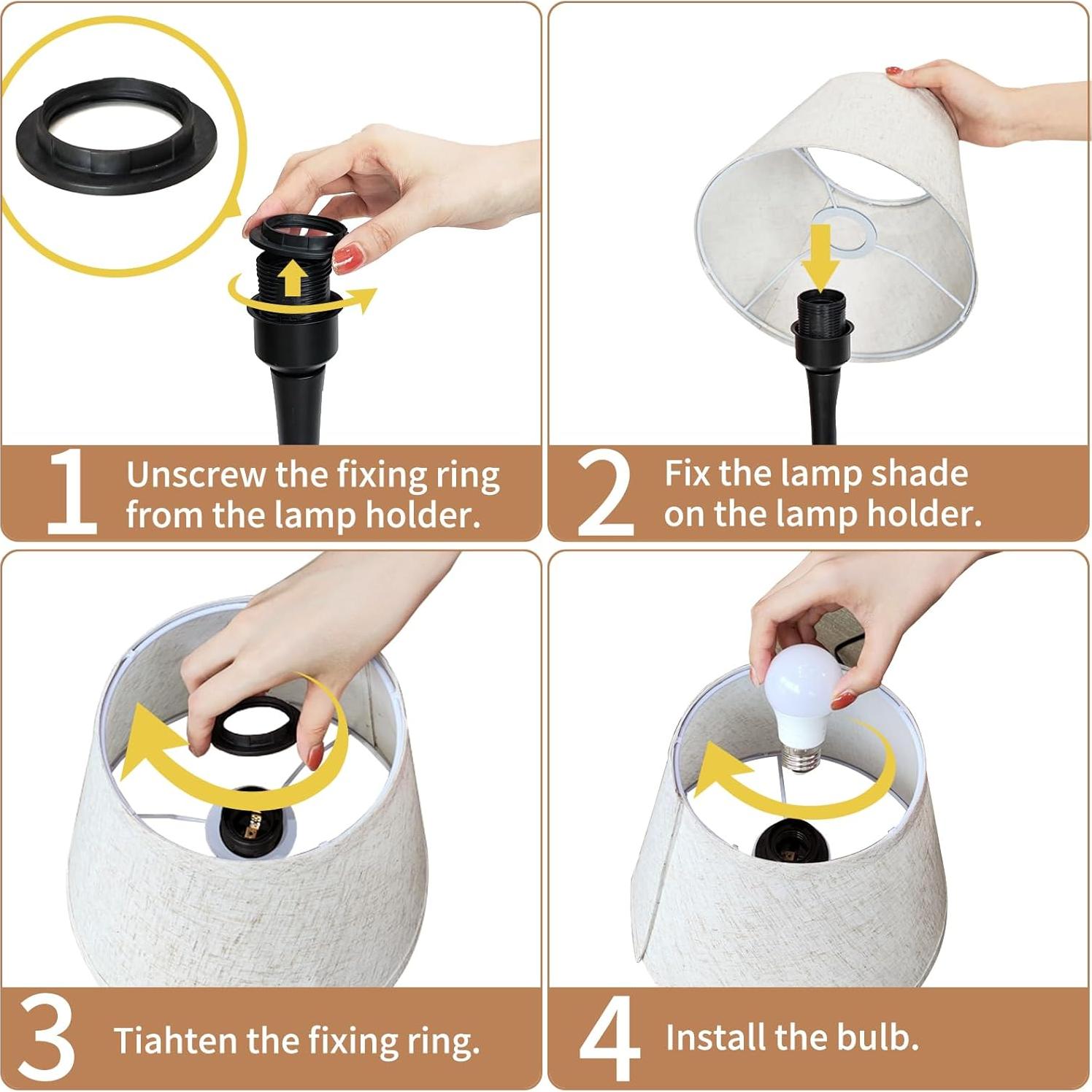 Lámpara de Mesa Táctil ONEWISH Regulable 3 Niveles Beige