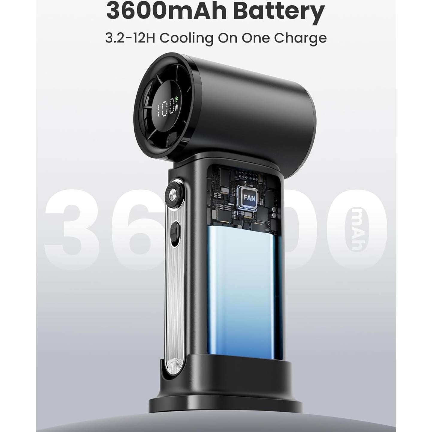 Ventilador Portátil Koonie F2301 Turbo 100 Velocidades 3600mAh