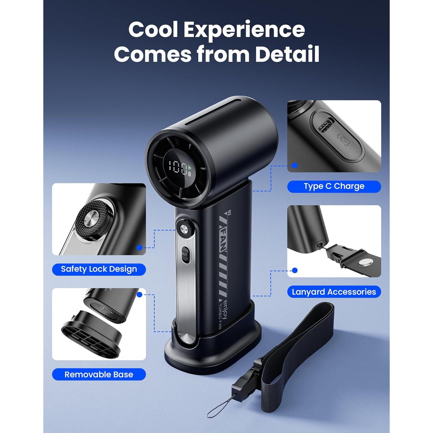 Ventilador Portátil Koonie F2301 Turbo 100 Velocidades 3600mAh