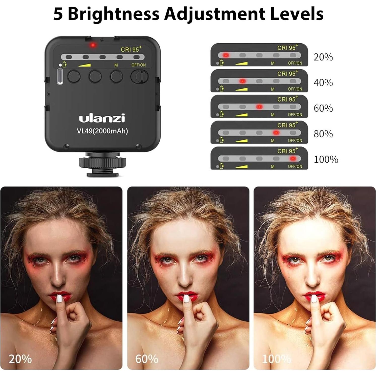 Luz de Video LED ULANZI VL49 2000mAh con 3 Zapatas Frías