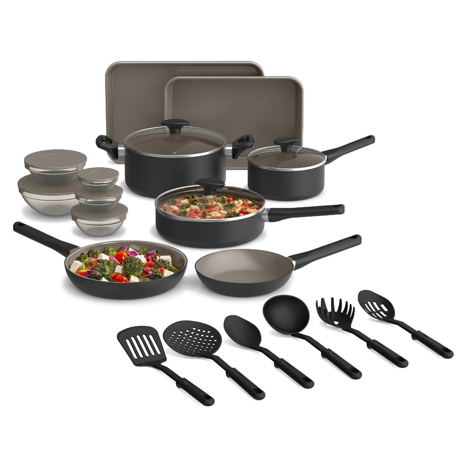 Juego de Cocina BELLA 21 Piezas Cerámico Antiadherente Negro