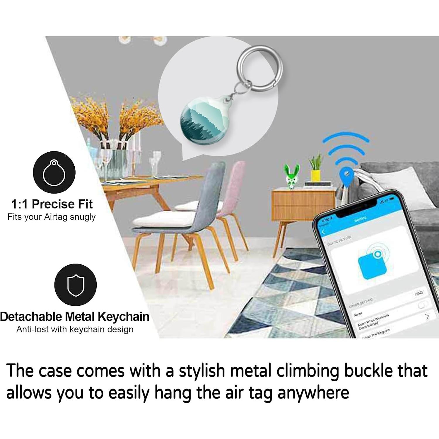 Funda Protectora ZEKICE para AirTag - Verde Montaña, Resistente a Rayones