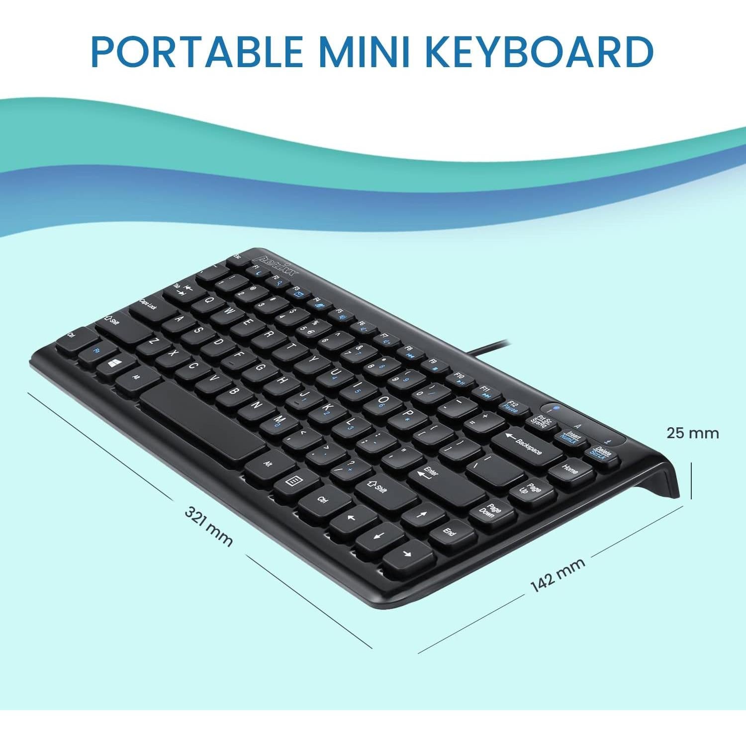 Teclado Mini USB Perixx PERIBOARD-407B - Negro Brillante