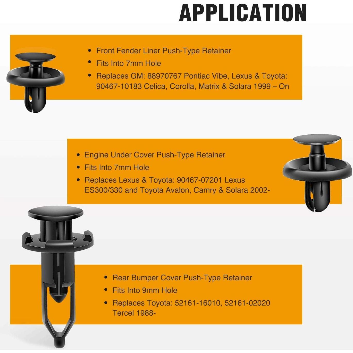 GOOACC 100 Clips Sujetadores Tipo Empuje para Toyota y Lexus