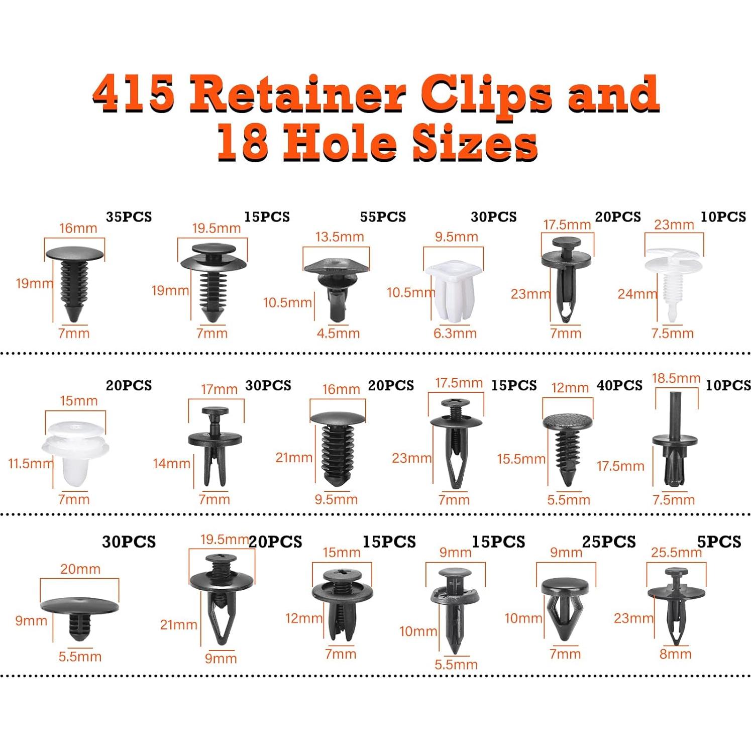 Kit de Clips y Sujetadores para Automóviles 415 Piezas - Nylon