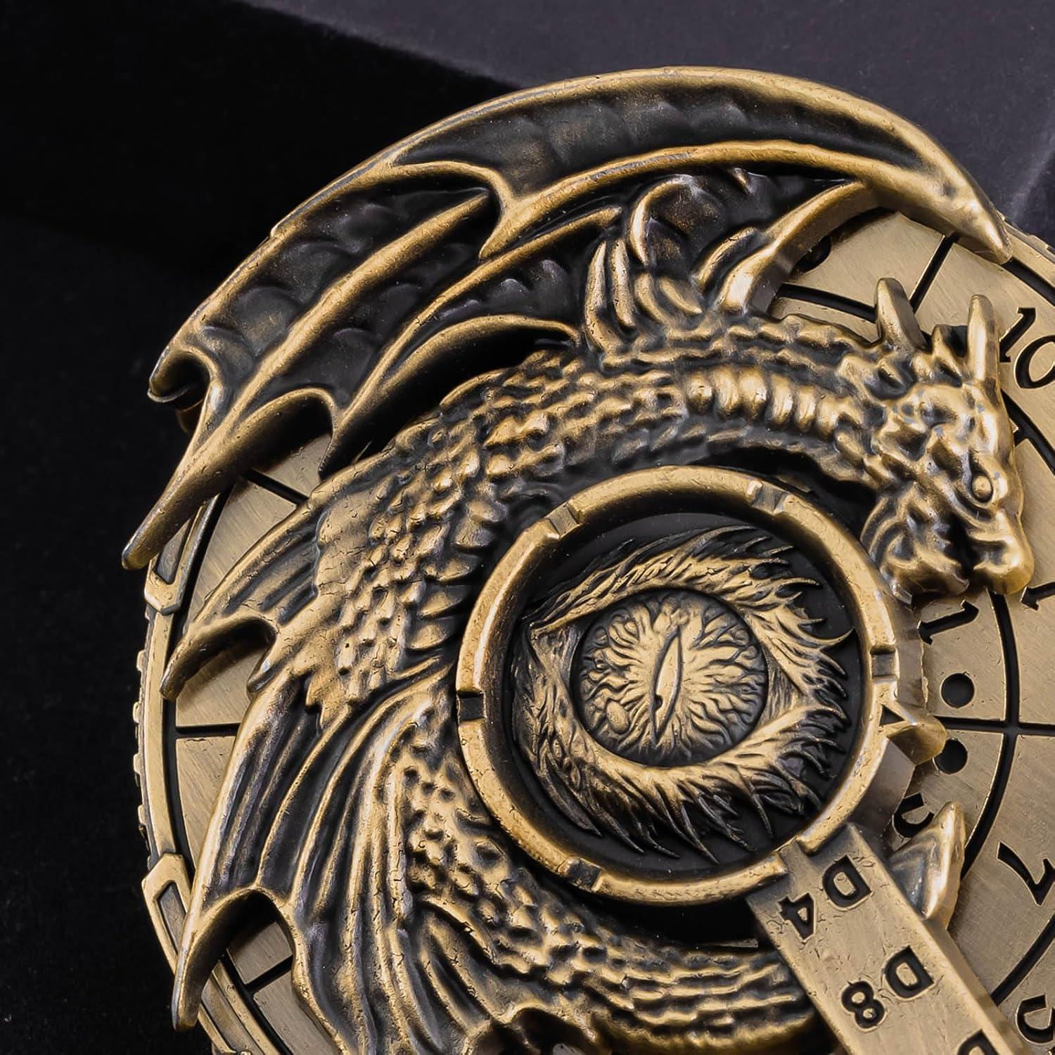 Juego de Dados DND 7 en 1 KERWELLSI Metal Cian Antiguo