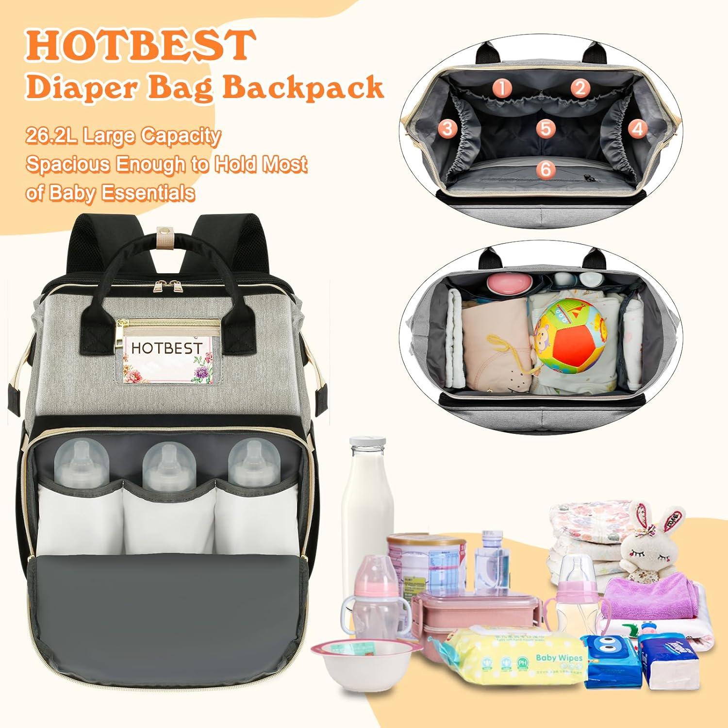 Mochila para Pañales HOTBEST Grande 53L Negro Gris