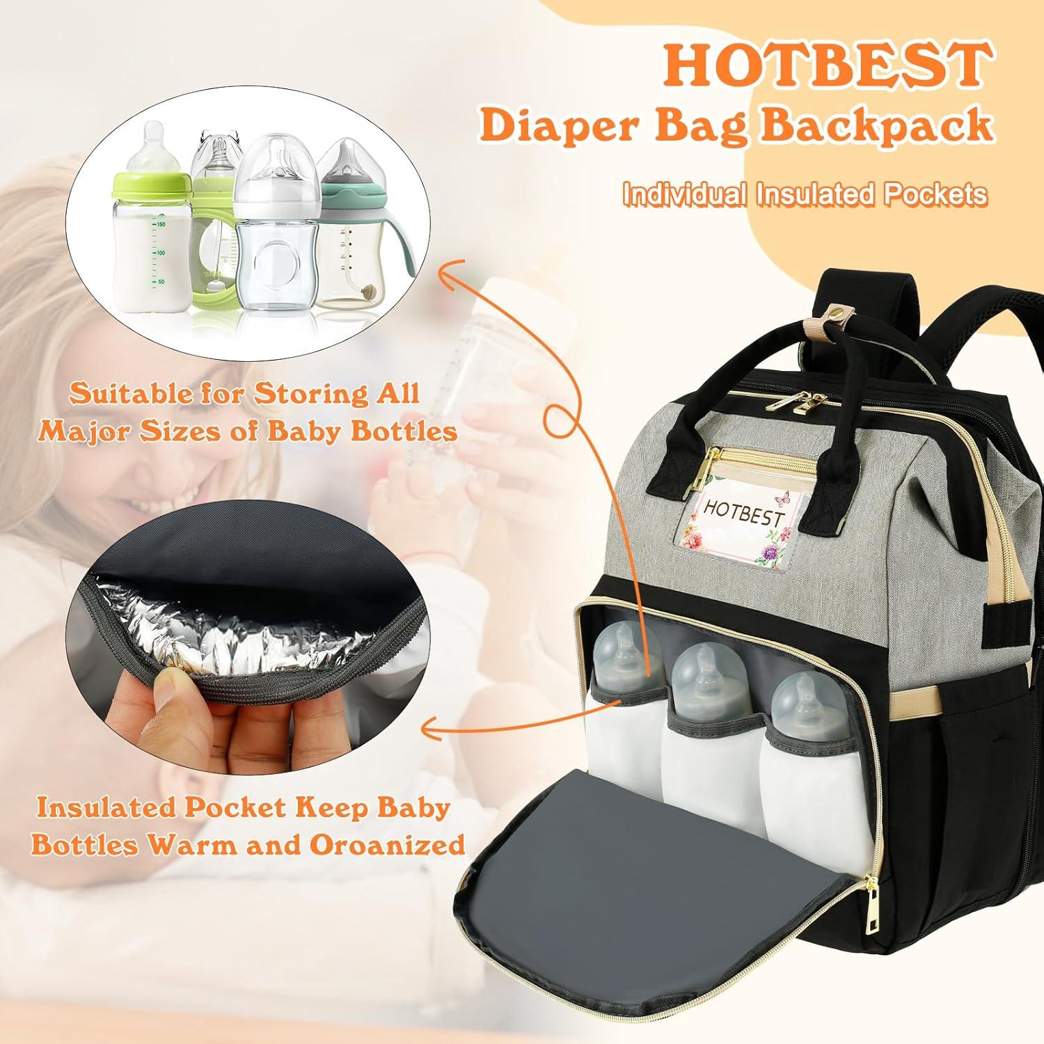 Mochila para Pañales HOTBEST Grande 53L Negro Gris