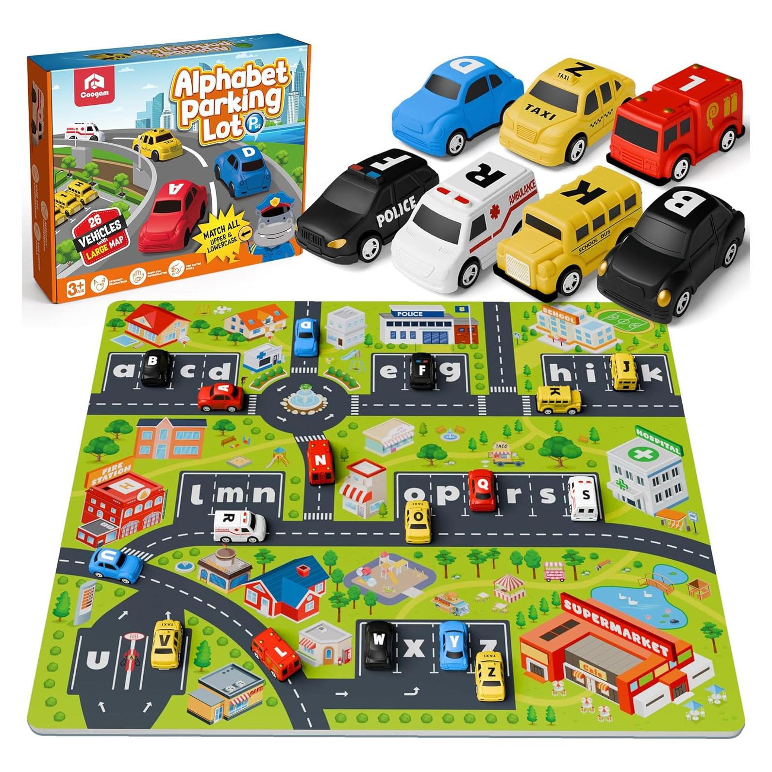 Juego educativo Coogam Laberinto Alfabeto 26 coches retroceso