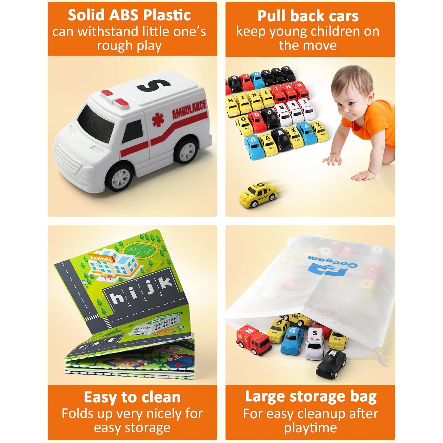 Juego educativo Coogam Laberinto Alfabeto 26 coches retroceso