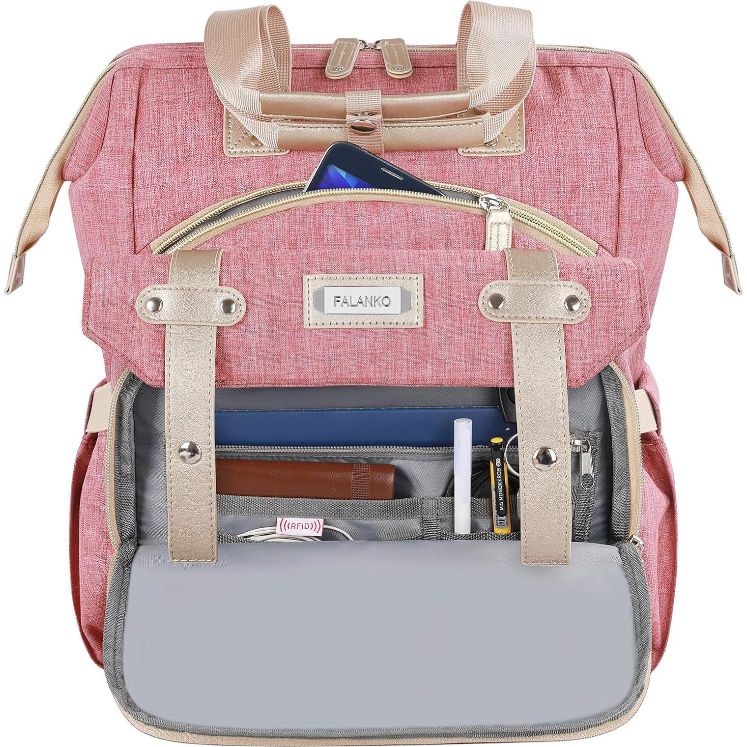 Mochila FALANKO Rosa 15.6" USB Acolchada Resistente Agua