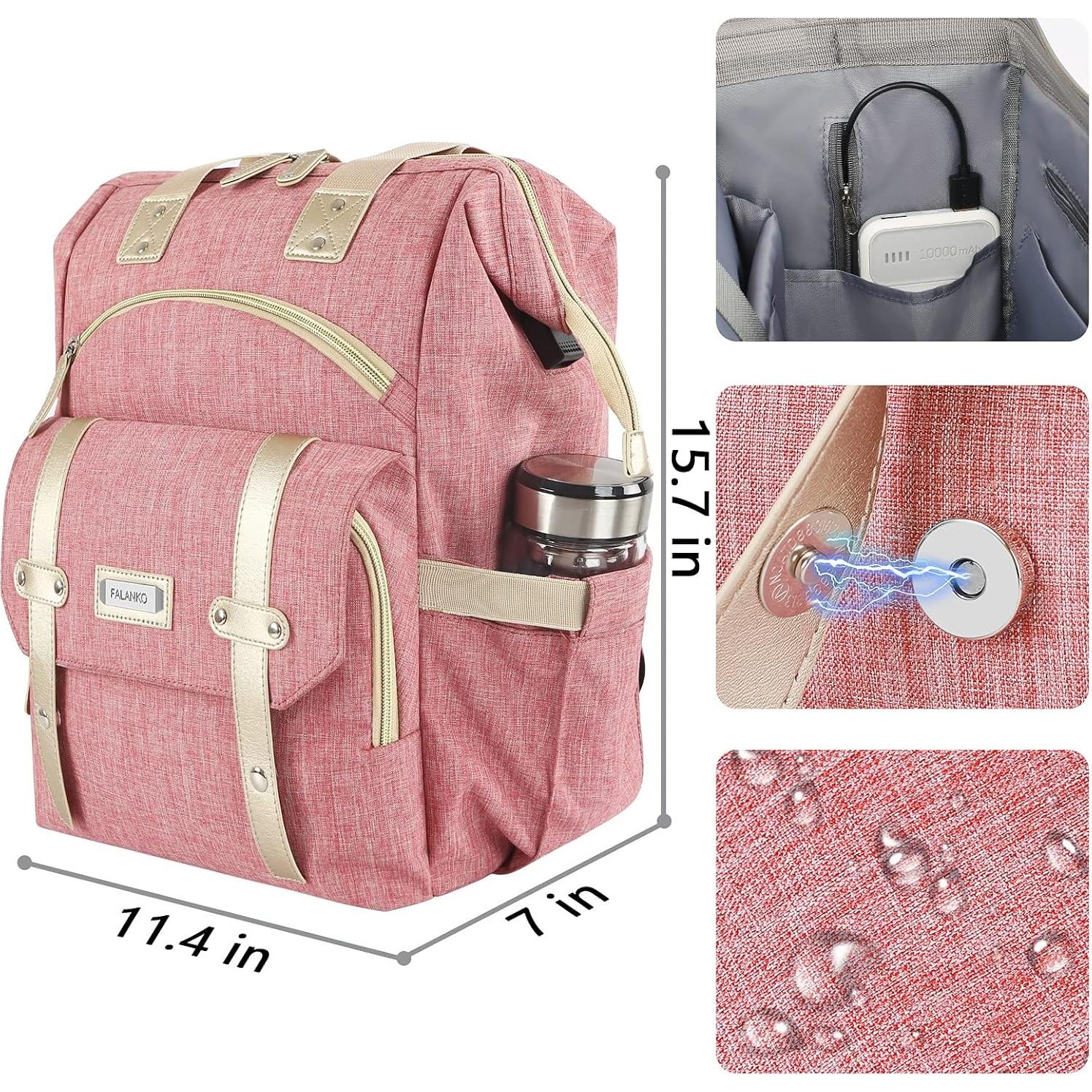 Mochila FALANKO Rosa 15.6" USB Acolchada Resistente Agua
