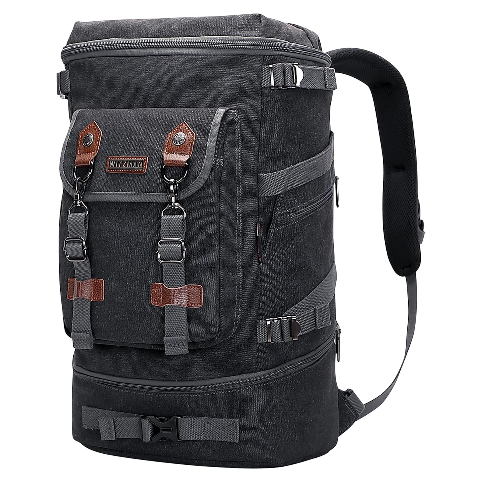 Mochila de Viaje WITZMAN Lona Negra 30.48x53.34x17.78cm