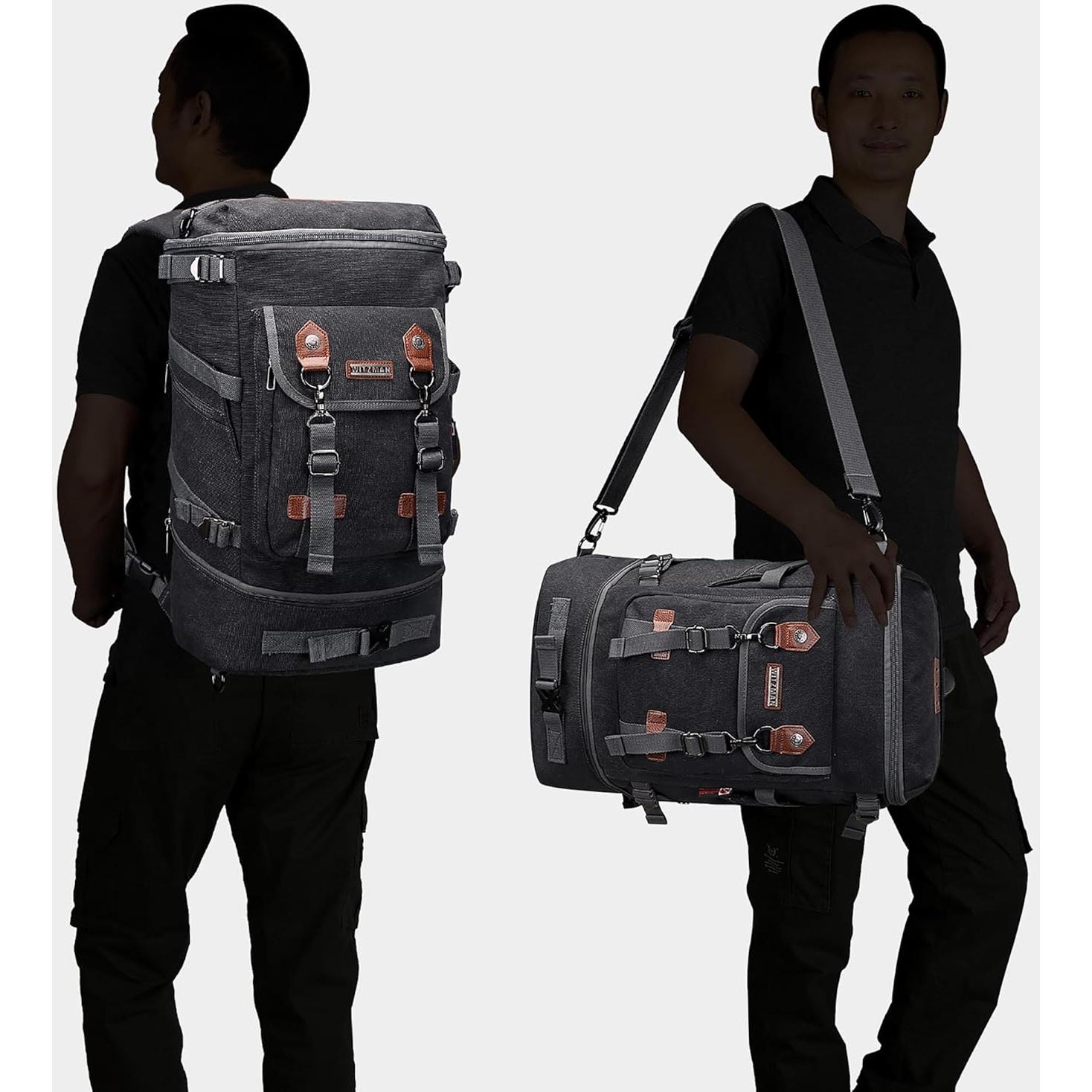 Mochila de Viaje WITZMAN Lona Negra 30.48x53.34x17.78cm