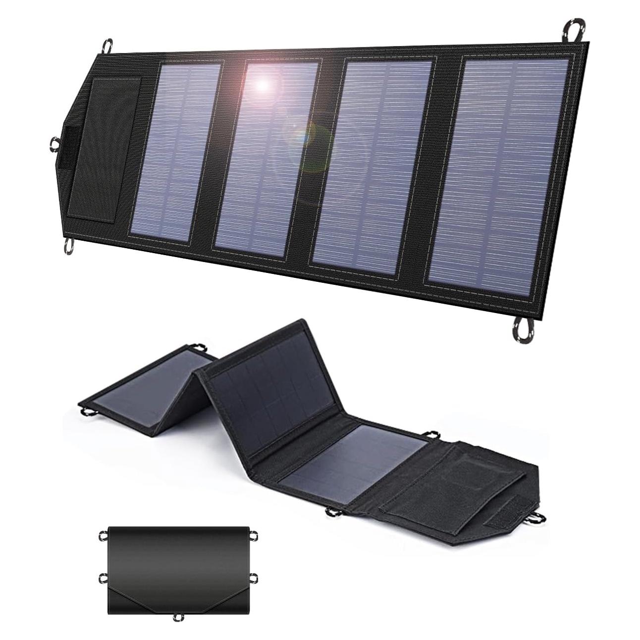 35W Portable Solar Panel,Foldable Solar Charger with 5V/3A USB Suitable for Mobile Phones, Tablets, and Power Banks Suitable for RVs, Backpacks, and Hiking Trips
