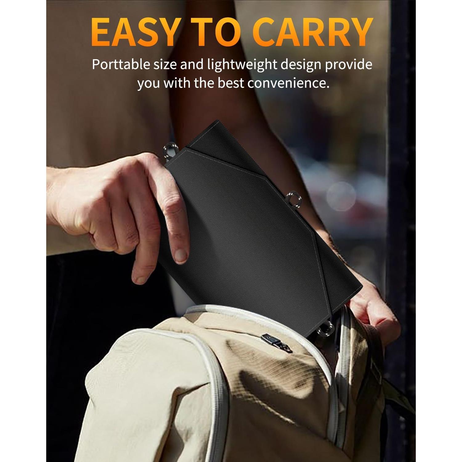 35W Portable Solar Panel,Foldable Solar Charger with 5V/3A USB Suitable for Mobile Phones, Tablets, and Power Banks Suitable for RVs, Backpacks, and Hiking Trips