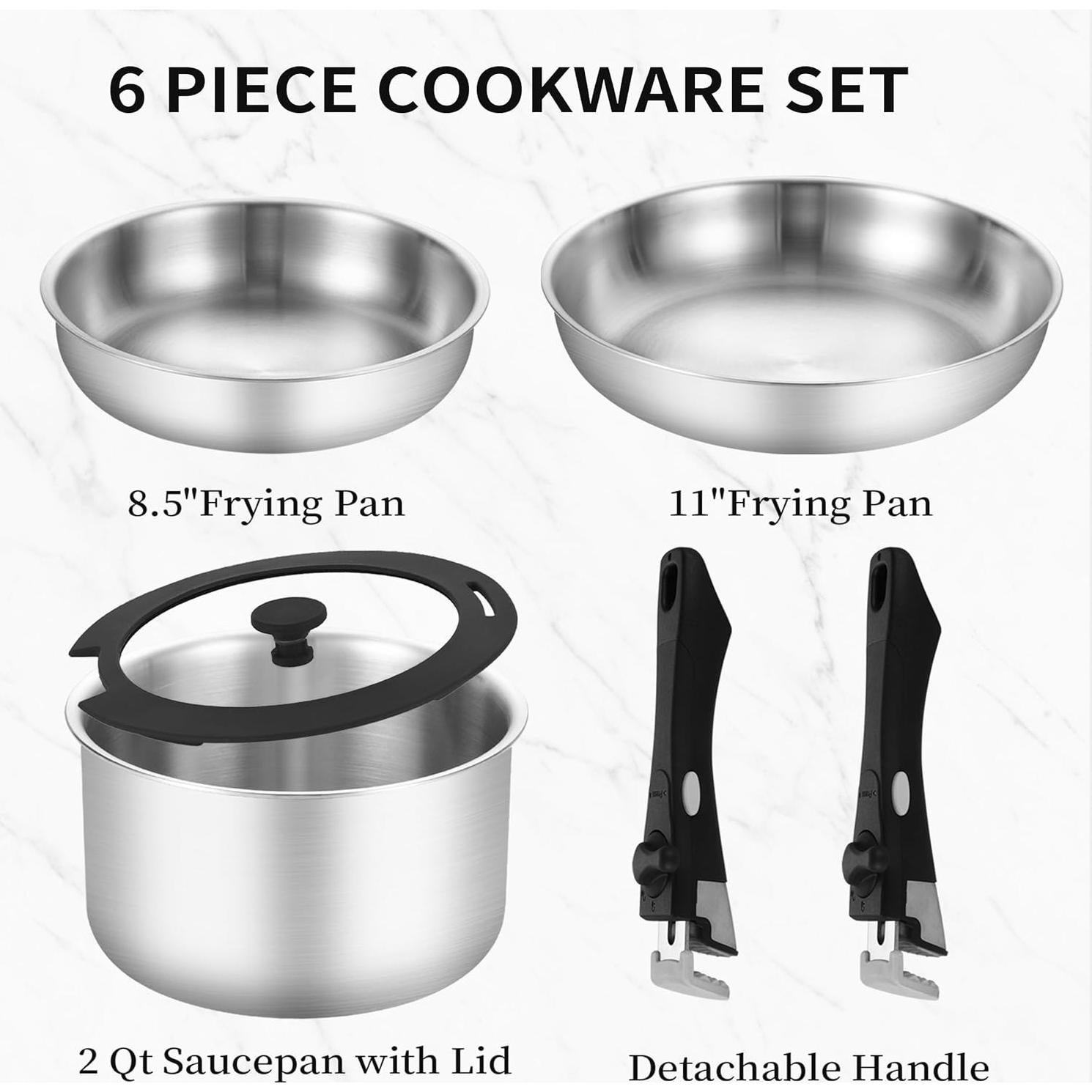 Juego de Ollas y Sartenes Inqibee 3 Capas 20-30 cm y 2 QT