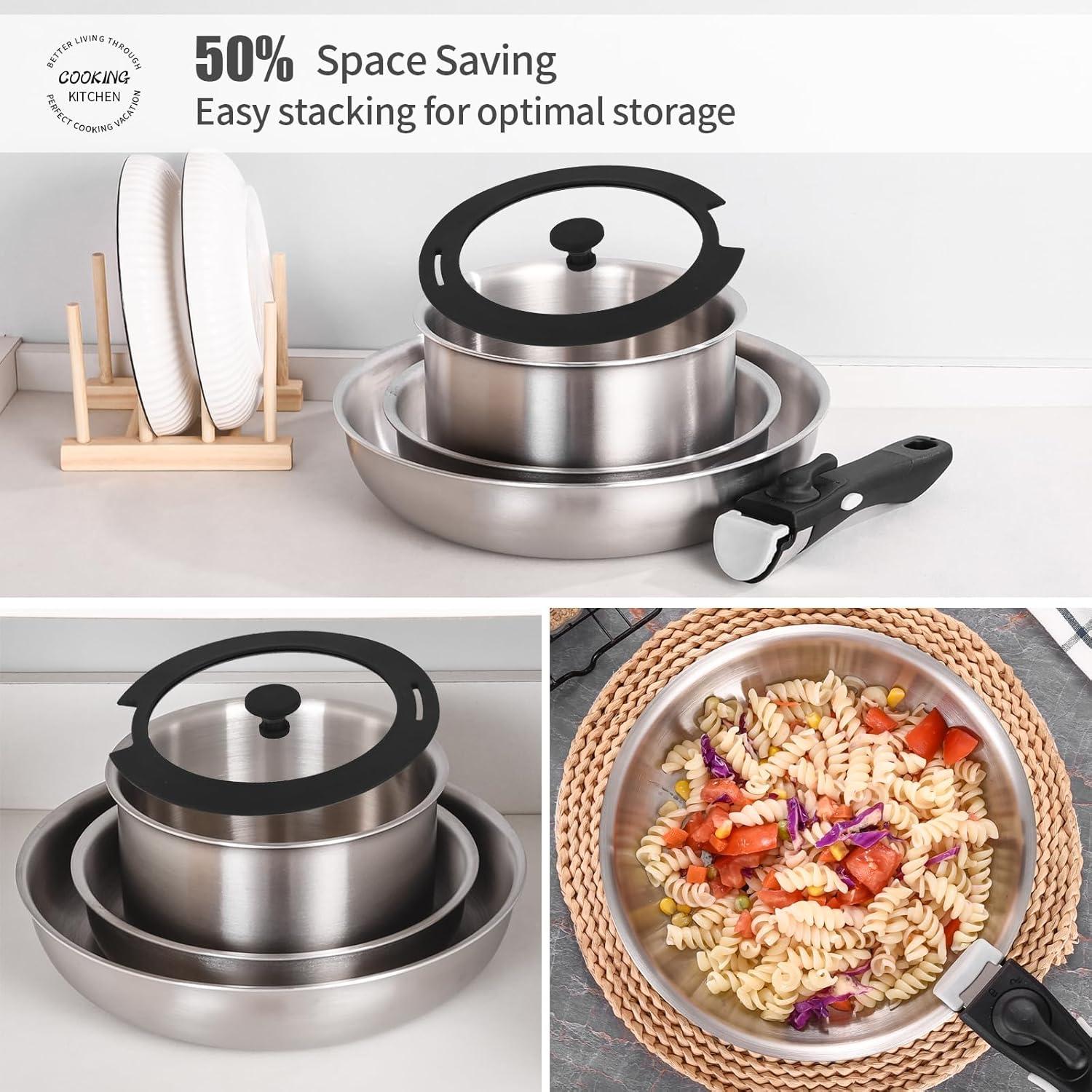 Juego de Ollas y Sartenes Inqibee 3 Capas 20-30 cm y 2 QT