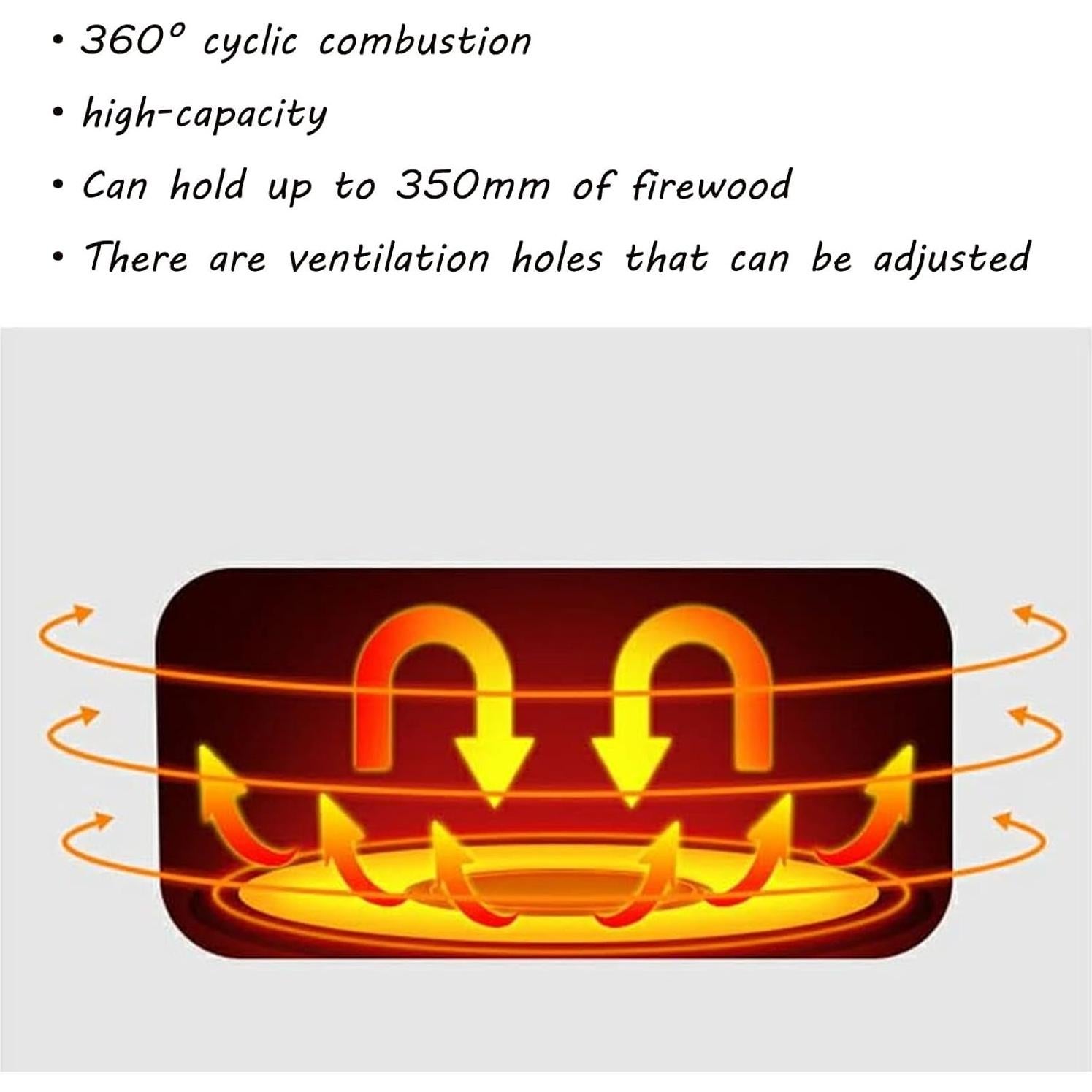 Estufa de leña Durikant portátil 37.8x19.6cm acero inoxidable