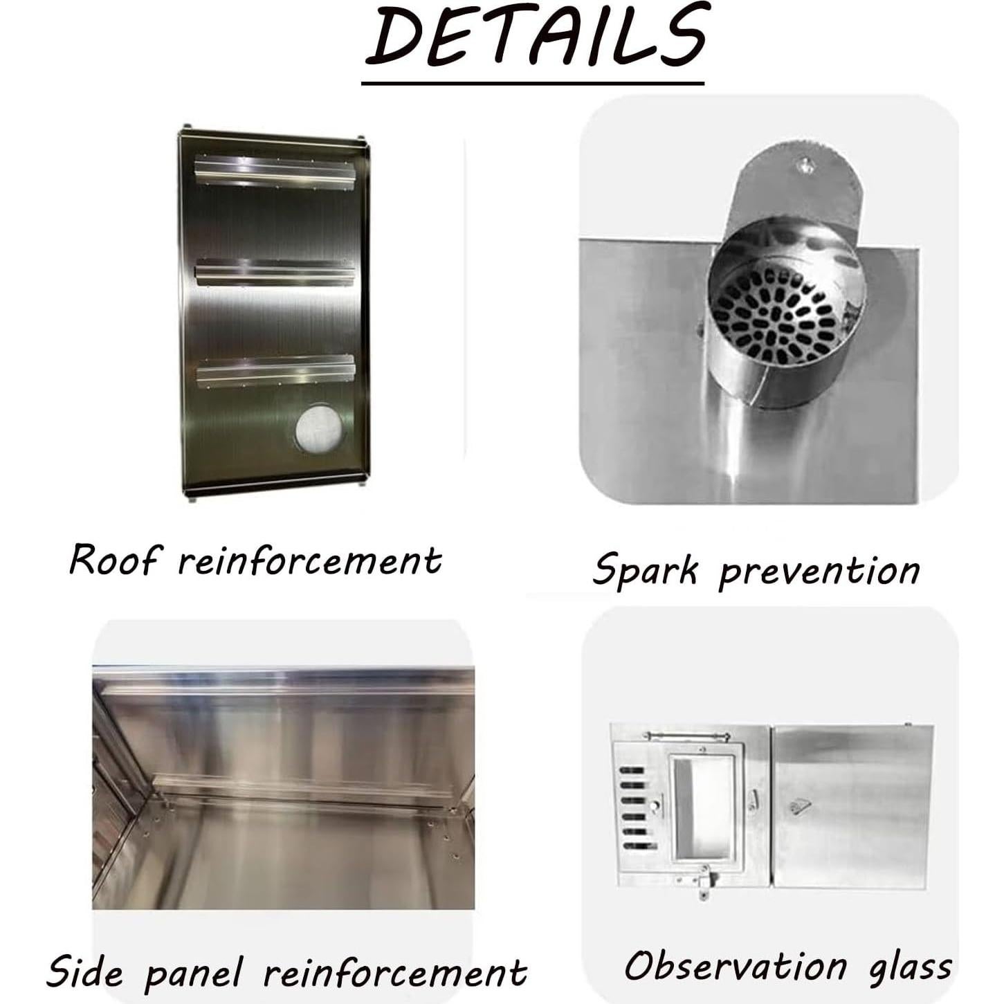 Estufa de leña Durikant portátil 37.8x19.6cm acero inoxidable