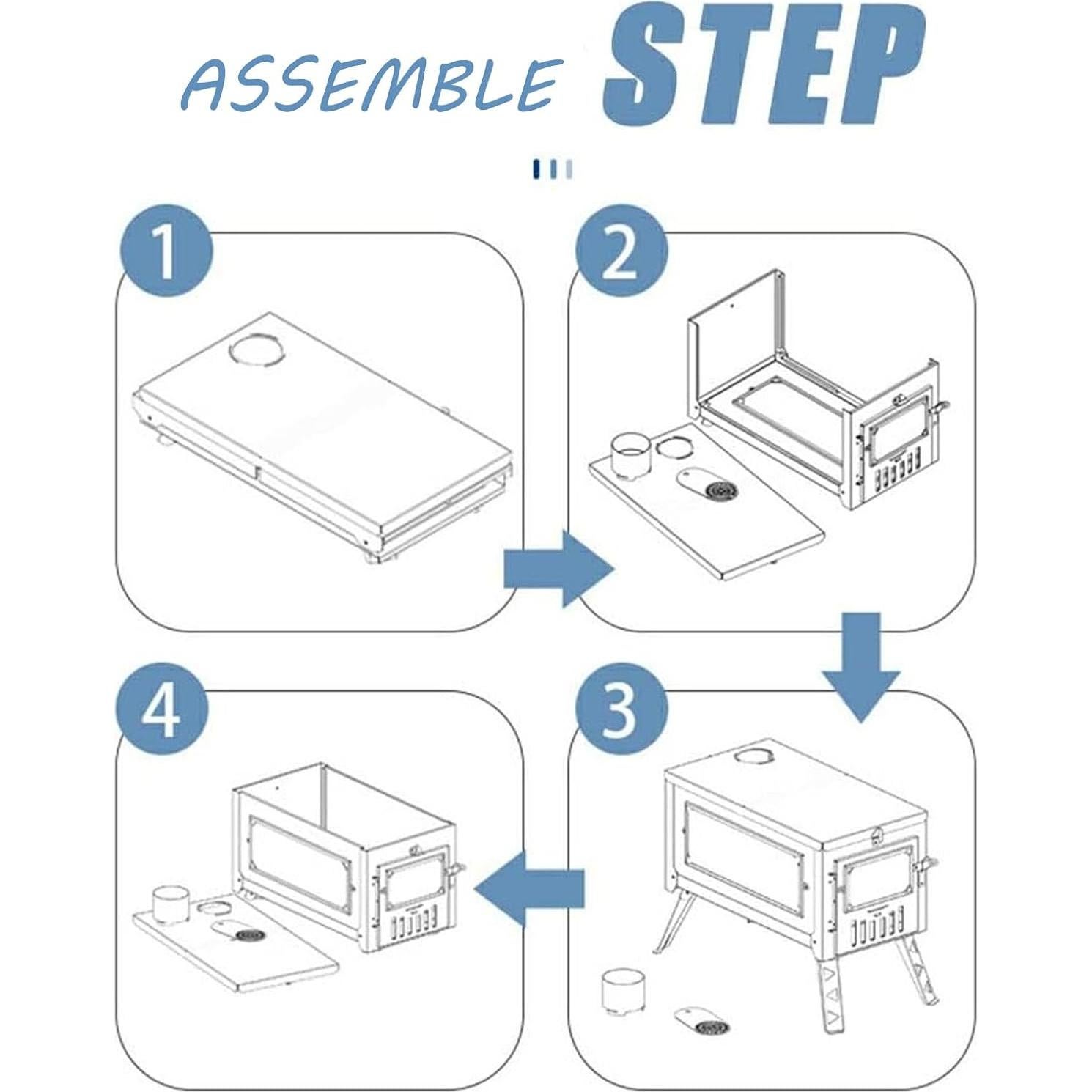 Estufa de leña Durikant portátil 37.8x19.6cm acero inoxidable