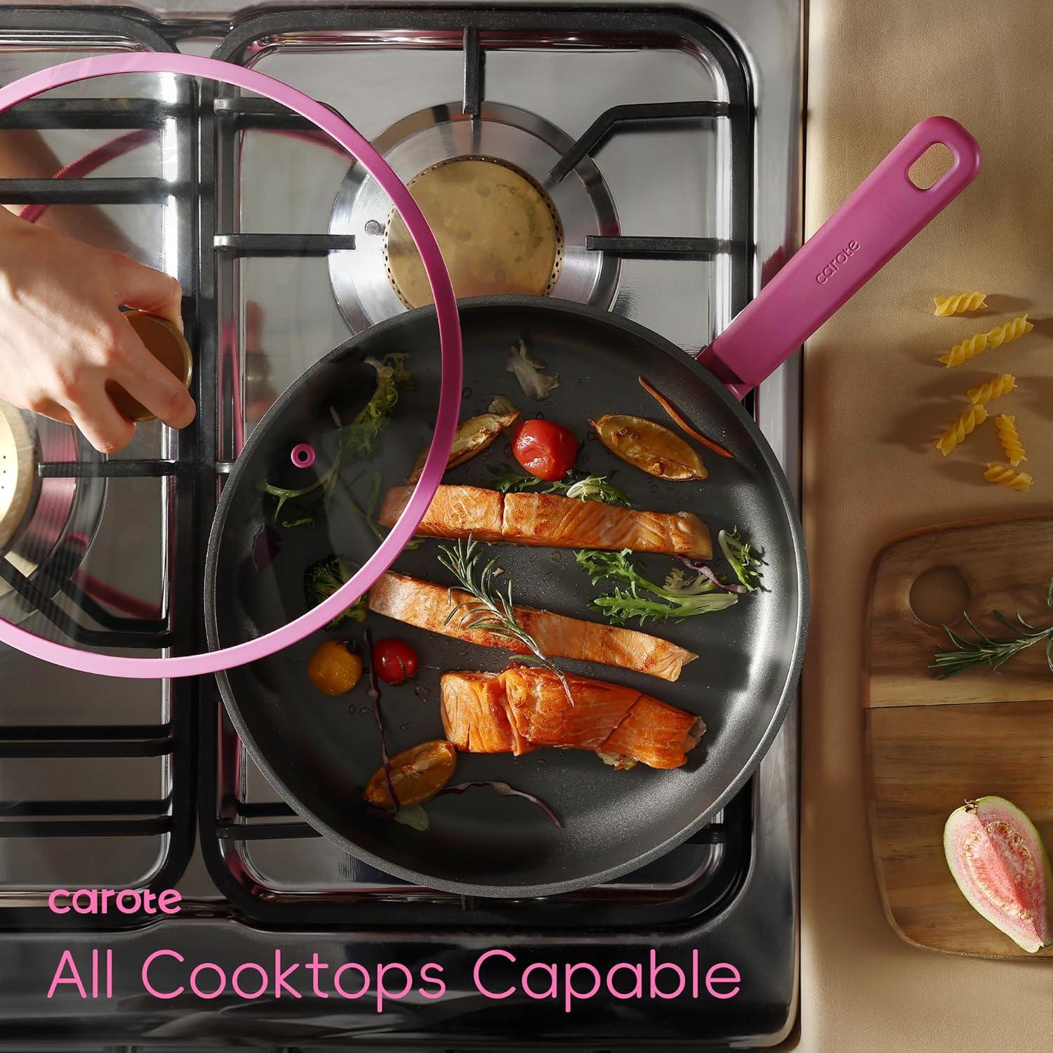 Juego de Ollas y Sartenes CAROTE 16 Piezas Rosa Claro