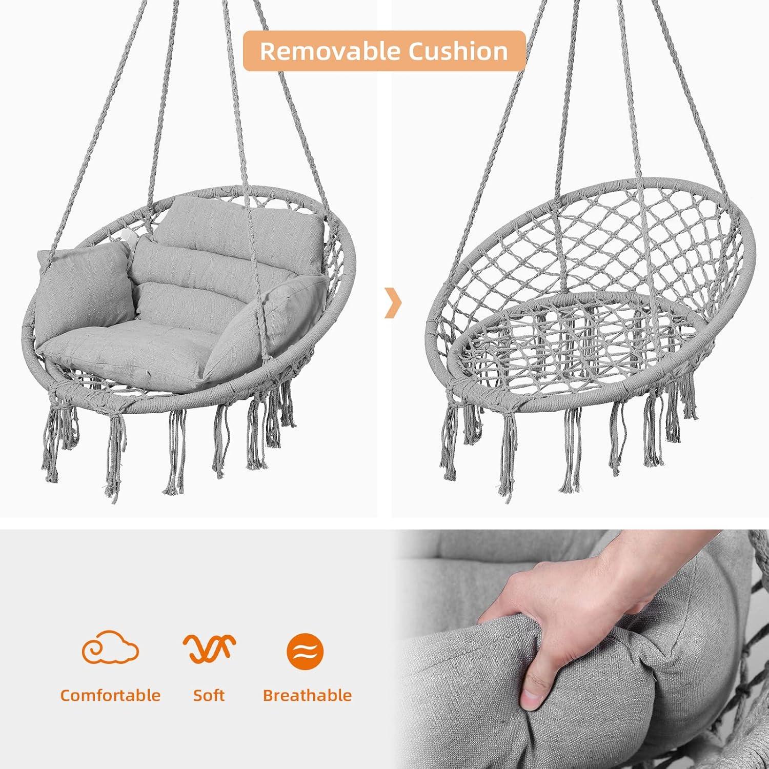 Silla Hamaca Goutime Gris con Cojín y Hardware Incluido