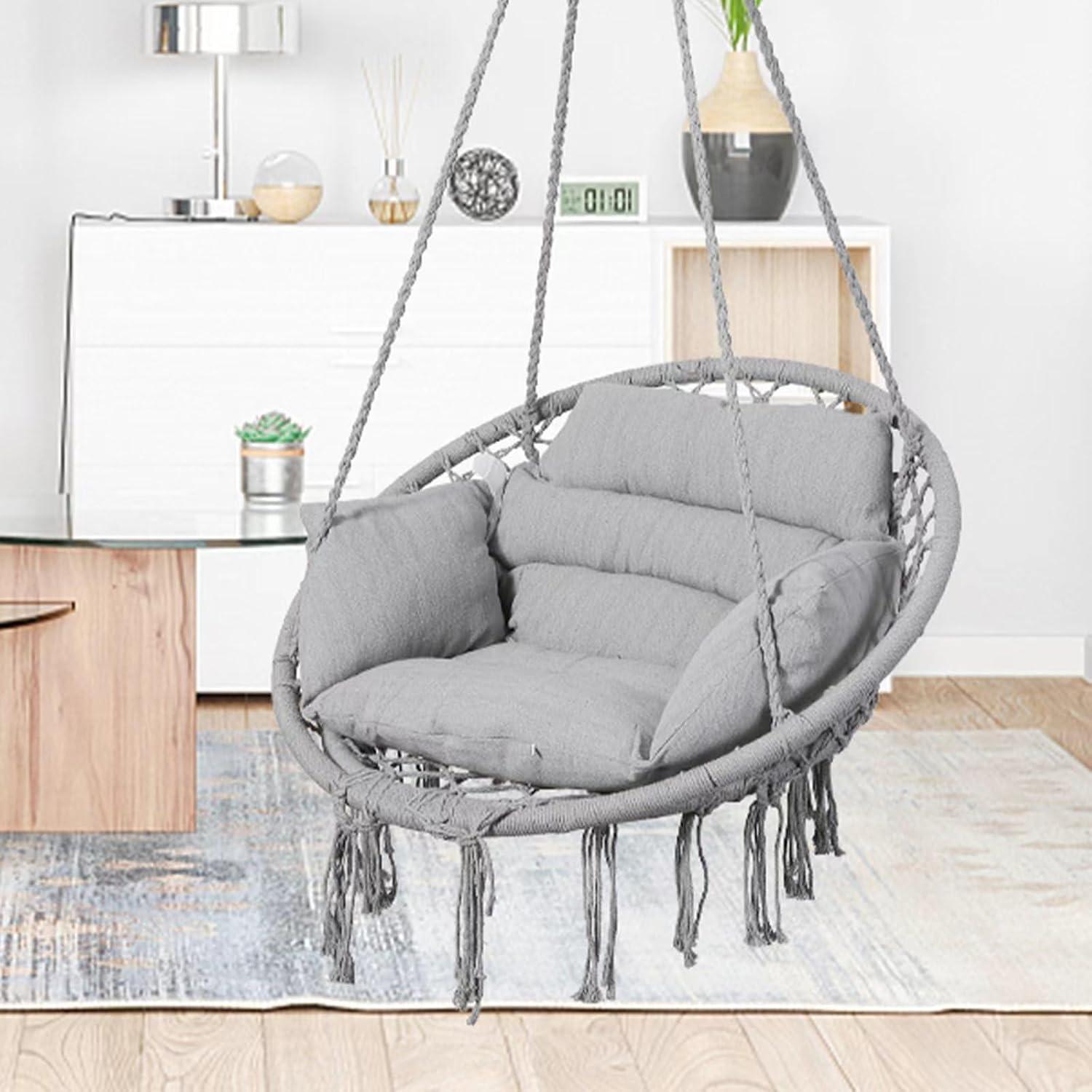 Silla Hamaca Goutime Gris con Cojín y Hardware Incluido