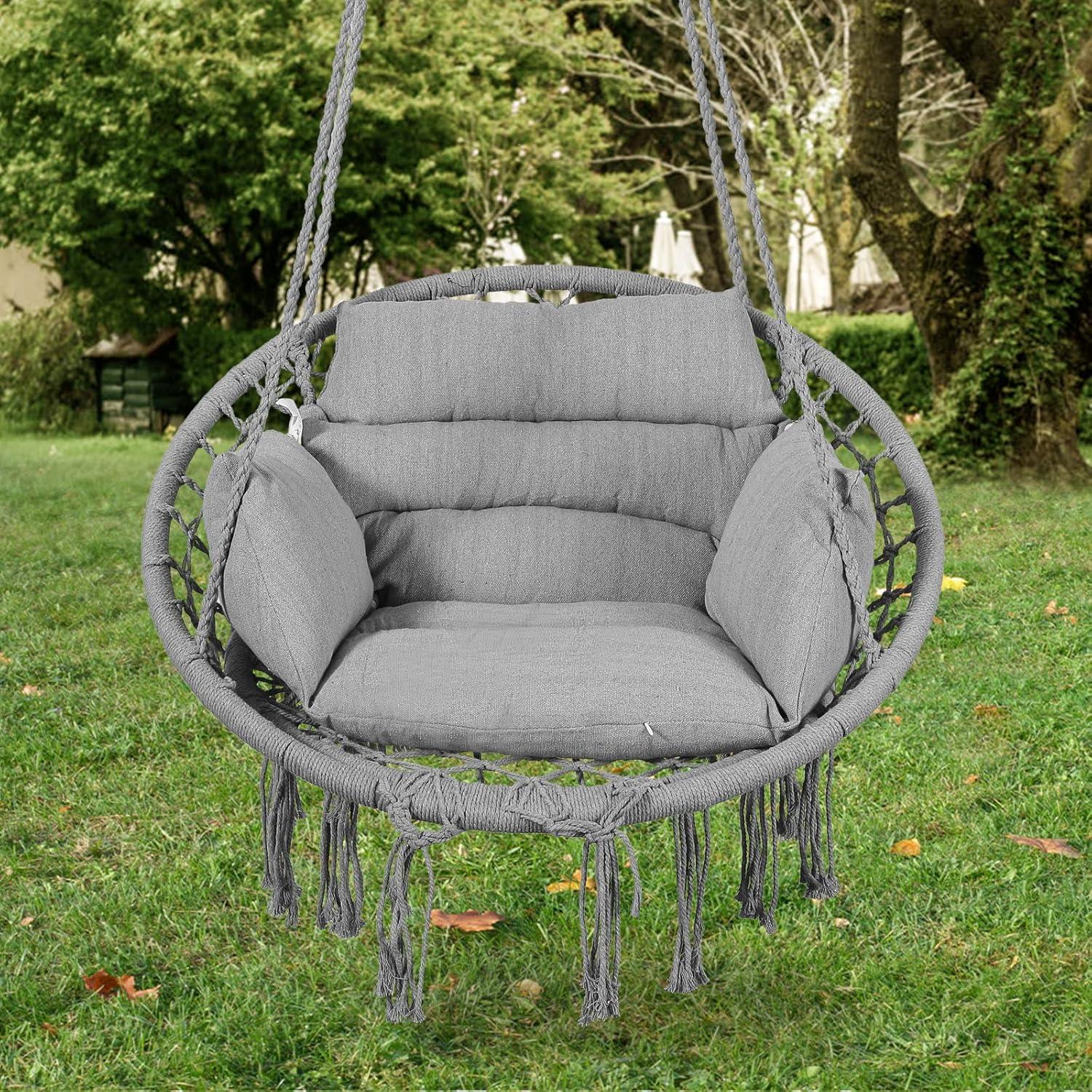 Silla Hamaca Goutime Gris con Cojín y Hardware Incluido