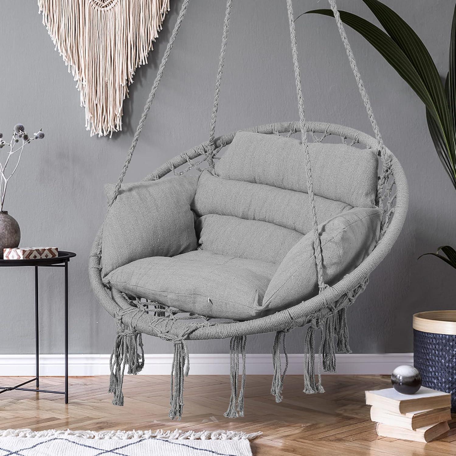 Silla Hamaca Goutime Gris con Cojín y Hardware Incluido