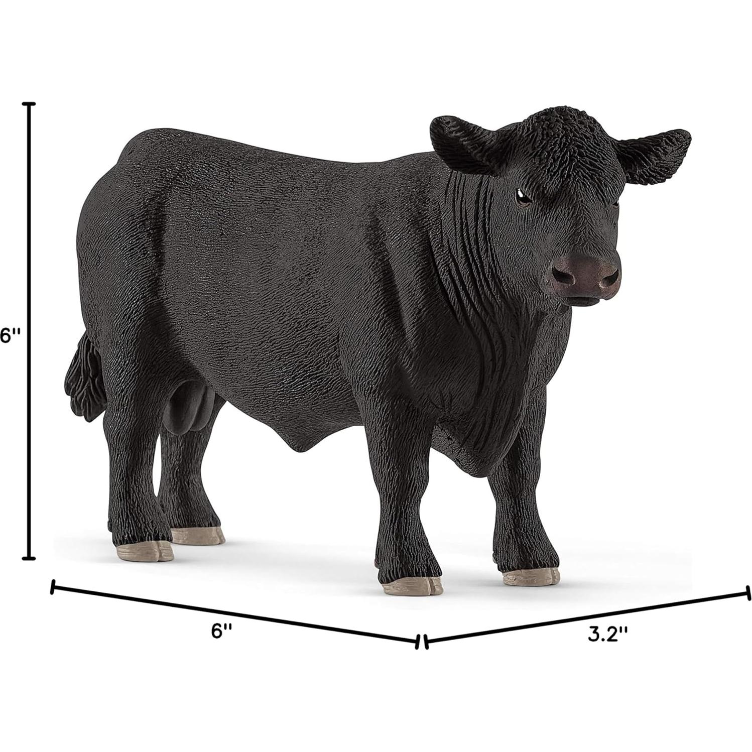 Schleich Farm World, Realistic Animal Toys for Kids Ages 3 and Above, Black Angus Bull Cow Toy Figure