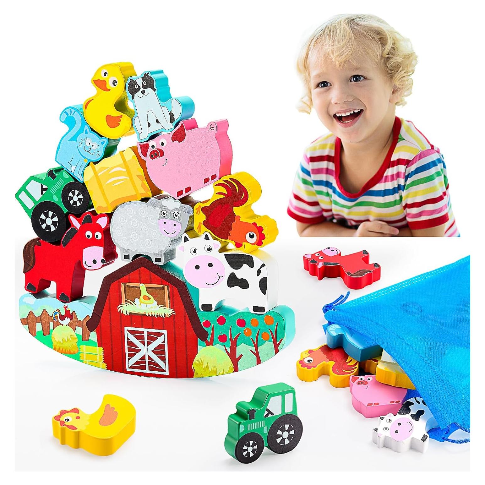 Juguete Educativo Montessori IPORUP Bloques de Animales de Madera