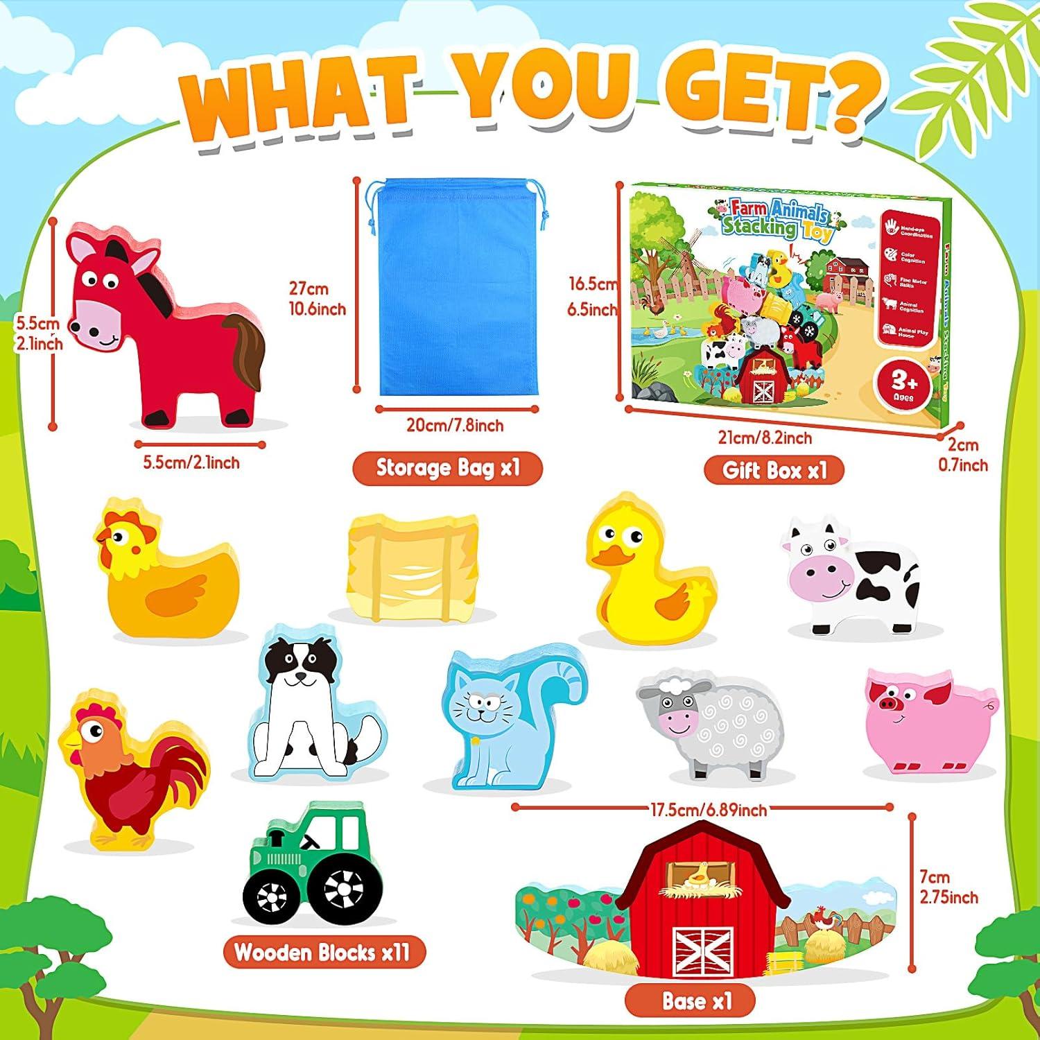 Juguete Educativo Montessori IPORUP Bloques de Animales de Madera