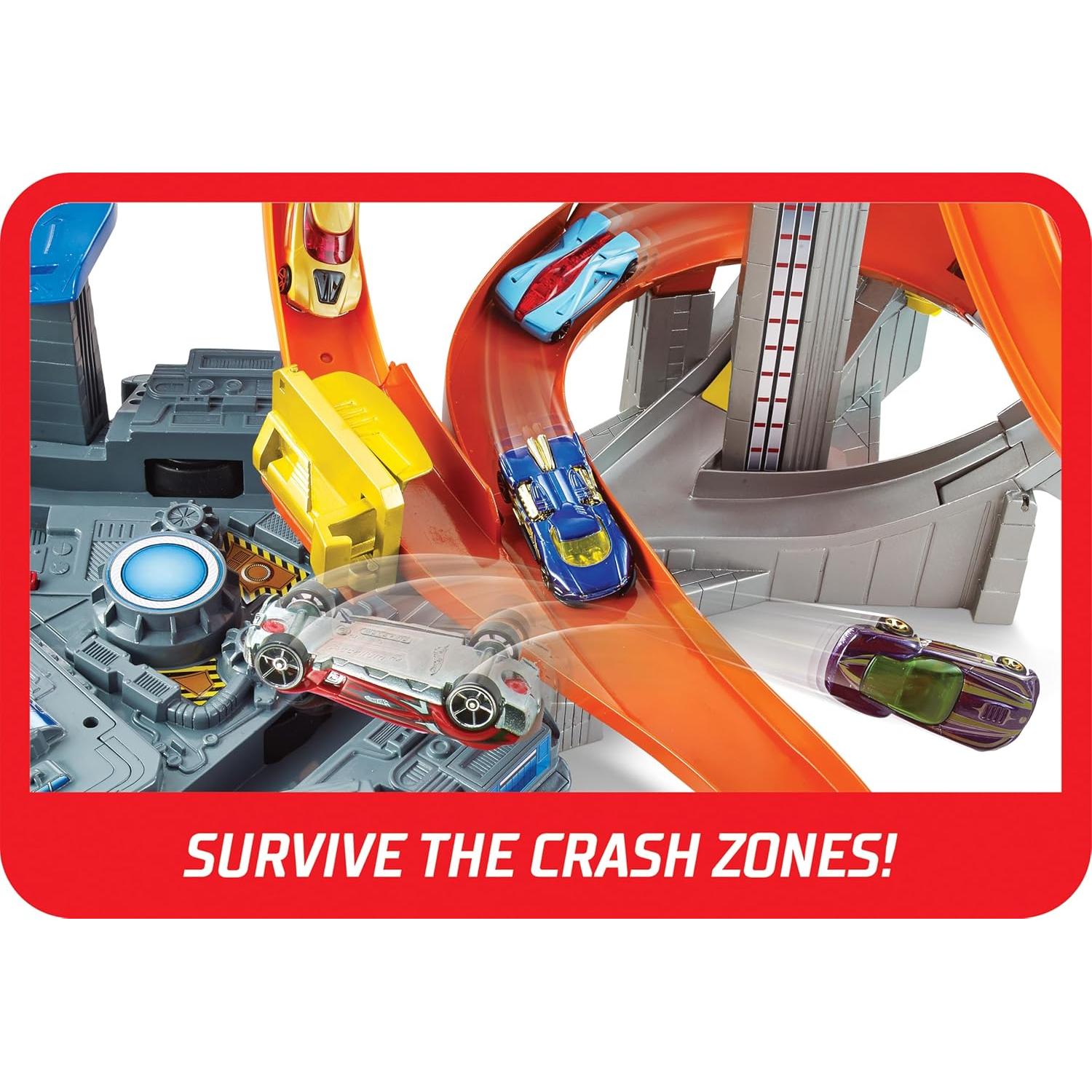 Hot Wheels Toy Car Track Set and 10 Toy Cars Bundle | Spin Storm Track Set + 10 Toy Cars