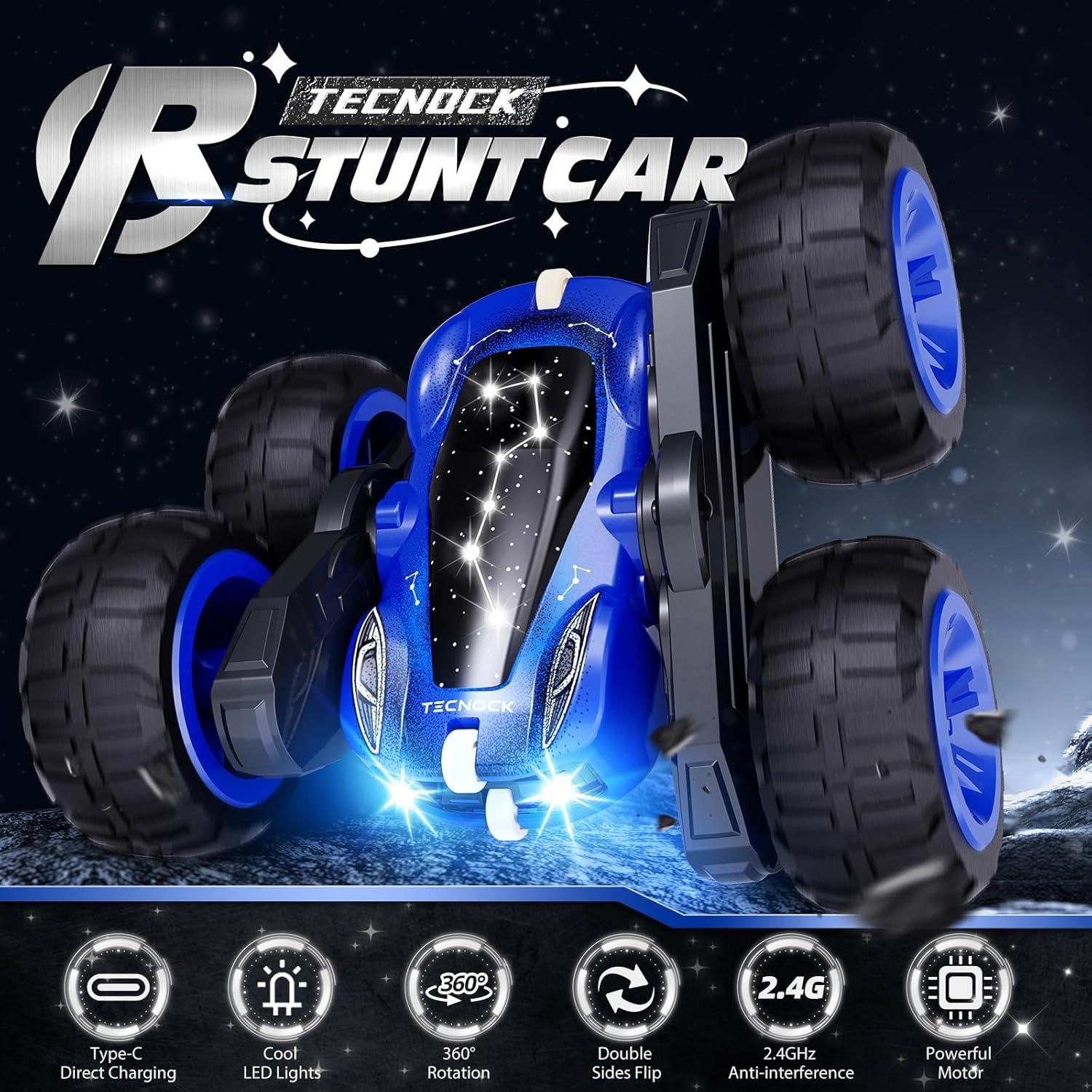 Coche RC Acrobático Tecnock 4WD USB-C 360° Azul Estelar