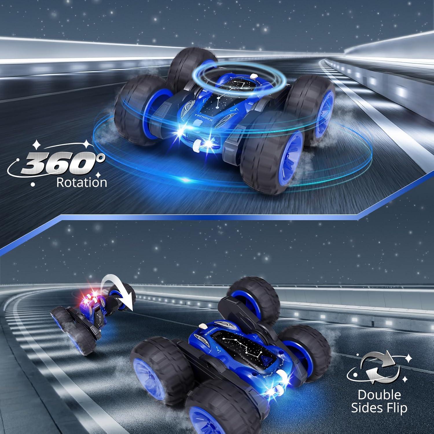 Coche RC Acrobático Tecnock 4WD USB-C 360° Azul Estelar