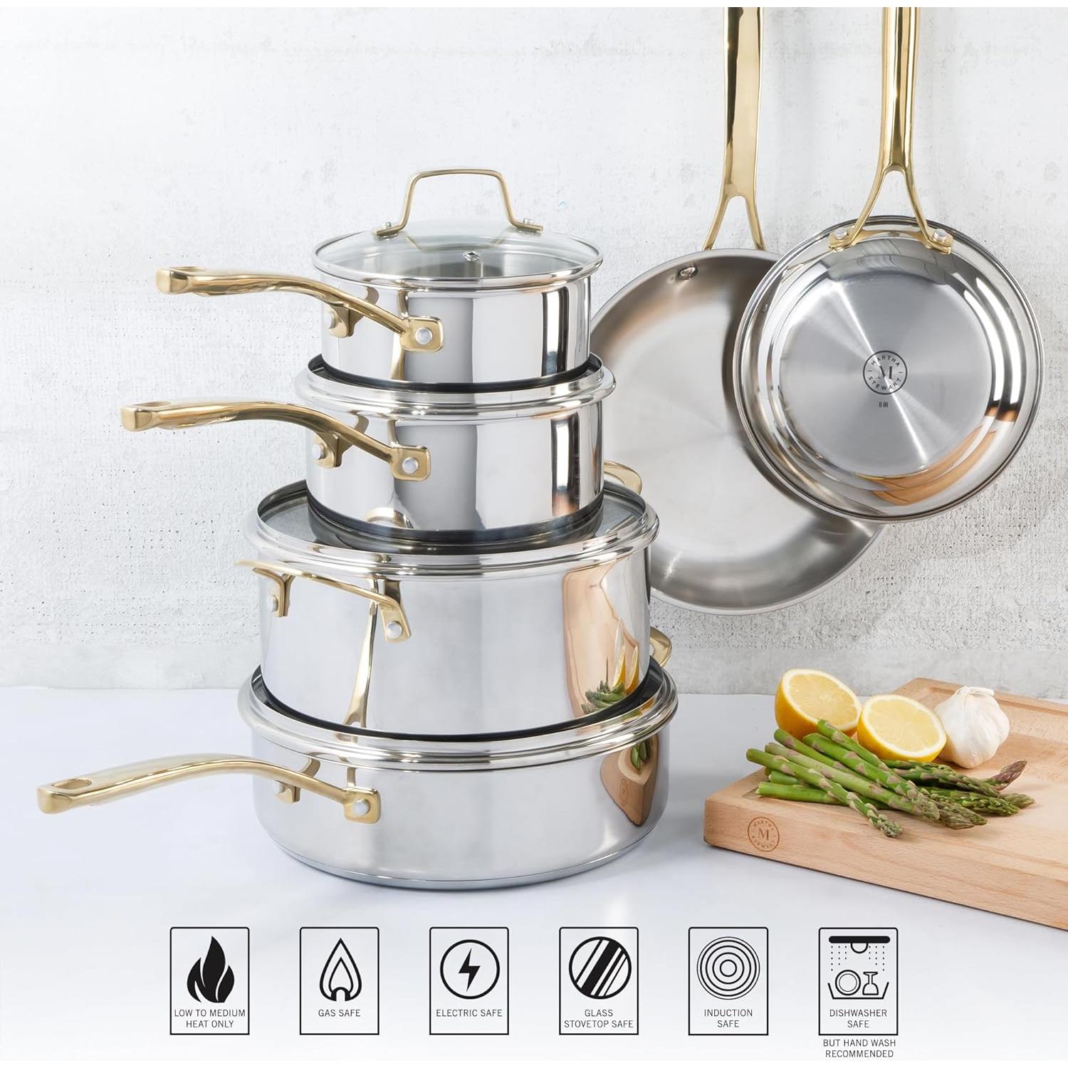 Set de Utensilios de Cocina Martha Stewart 10 Piezas Acero Inoxidable