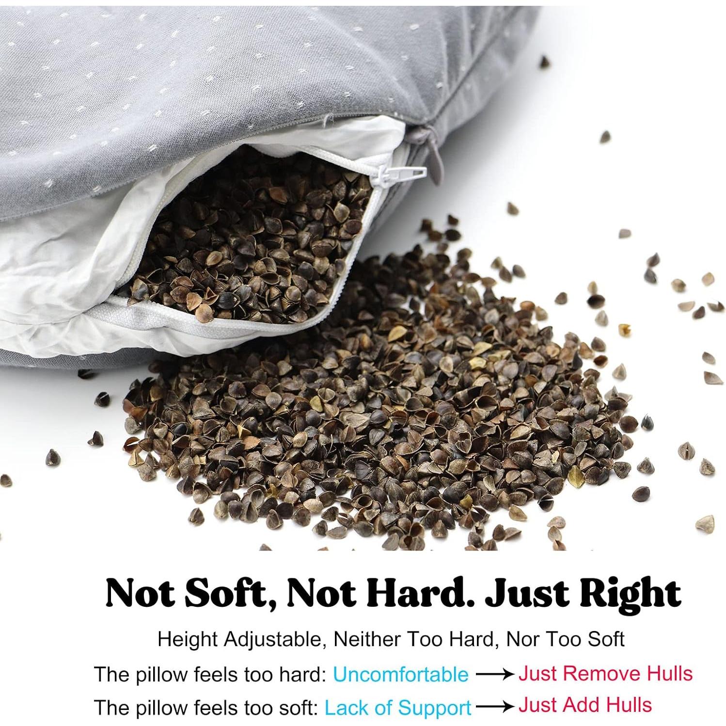 Almohada de Cuello Edomi de Trigo Sarraceno Ajustable 30x30 cm Gris