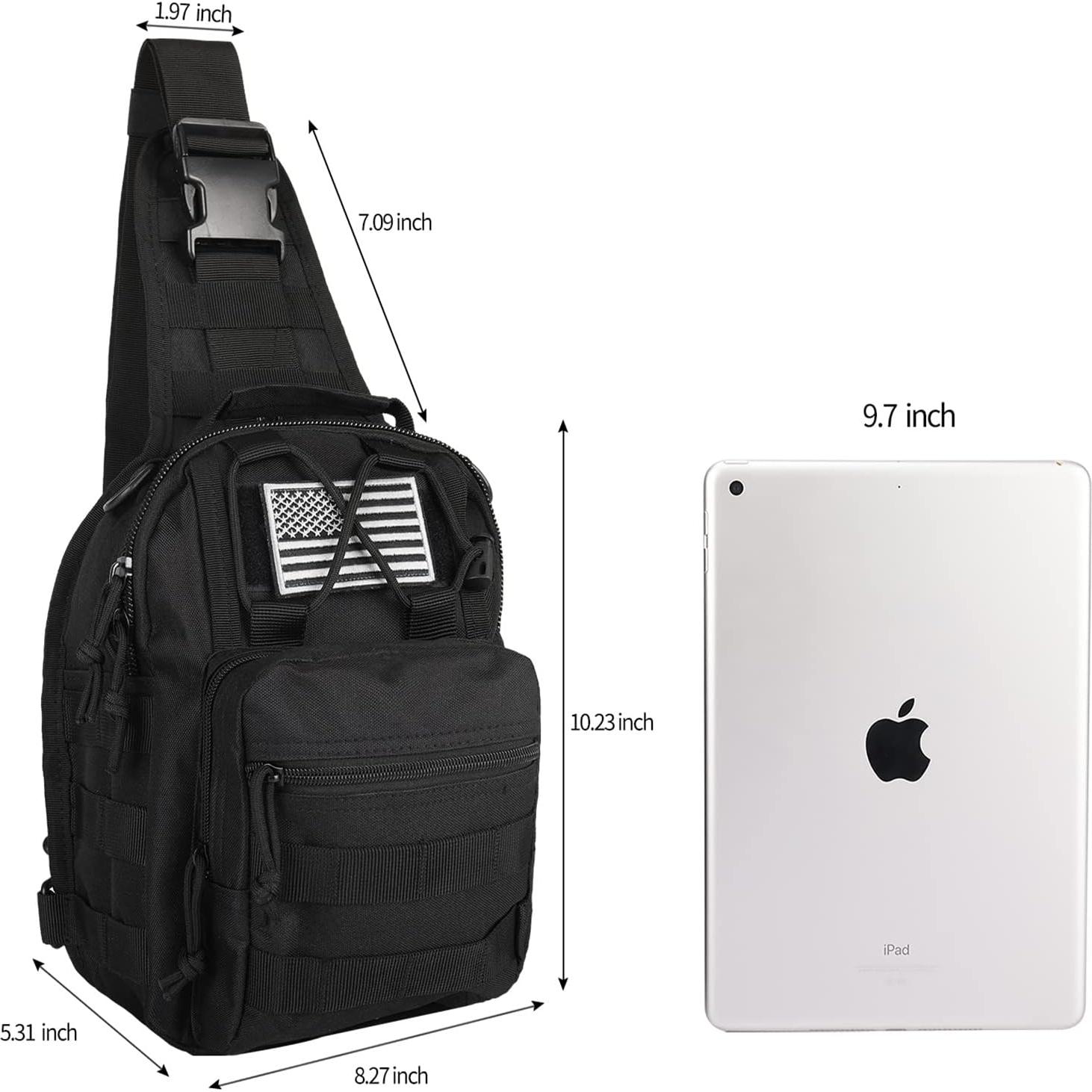 Mochila Táctica BOMTURN Sling 9L Impermeable Negra