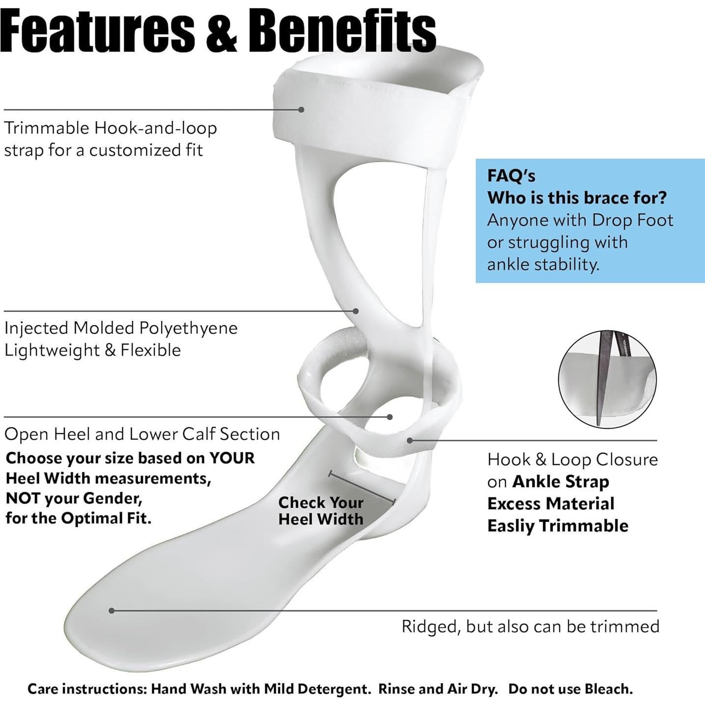 BraceOn AFO Swedish Drop Foot Stabilizer for Walking and Exercise, Drop Foot Braces for Men, AFO Brace & Foot Drop Braces, Foot Boot for Injured Foot, Men, Left