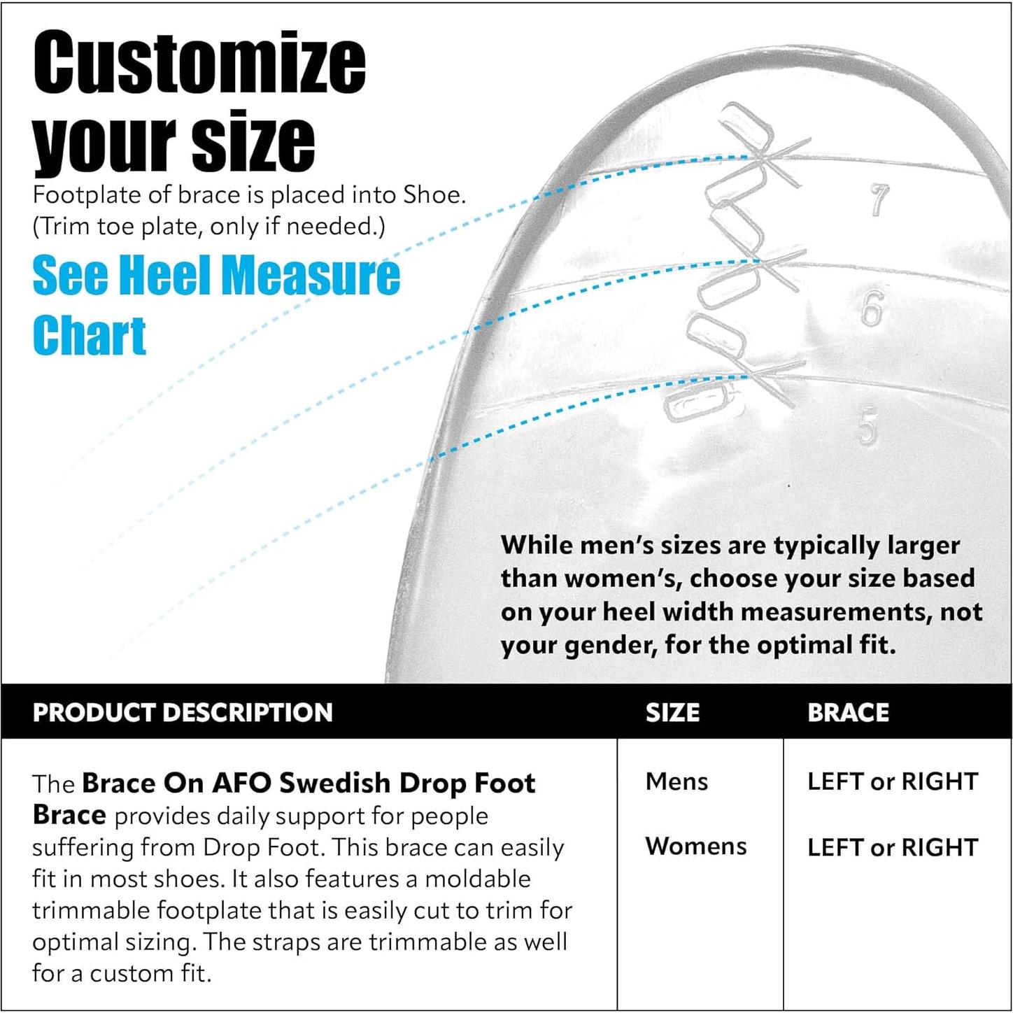 BraceOn AFO Swedish Drop Foot Stabilizer for Walking and Exercise, Drop Foot Braces for Men, AFO Brace & Foot Drop Braces, Foot Boot for Injured Foot, Men, Left