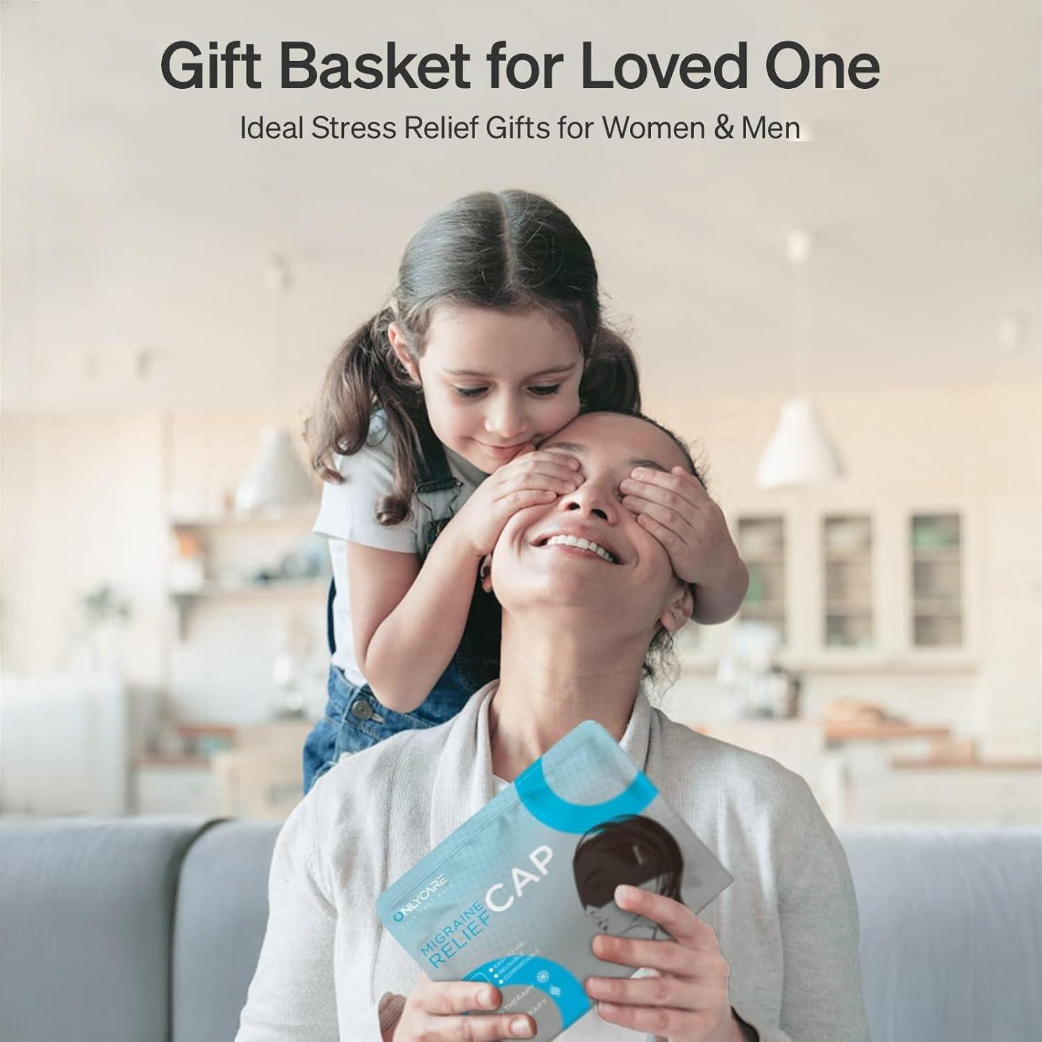 ONLYCARE Migraine Relief Cap, Upgraded Odorless Migraine Ice Head Wrap, Headache Relief Hat for Migraine, Slight-Pink