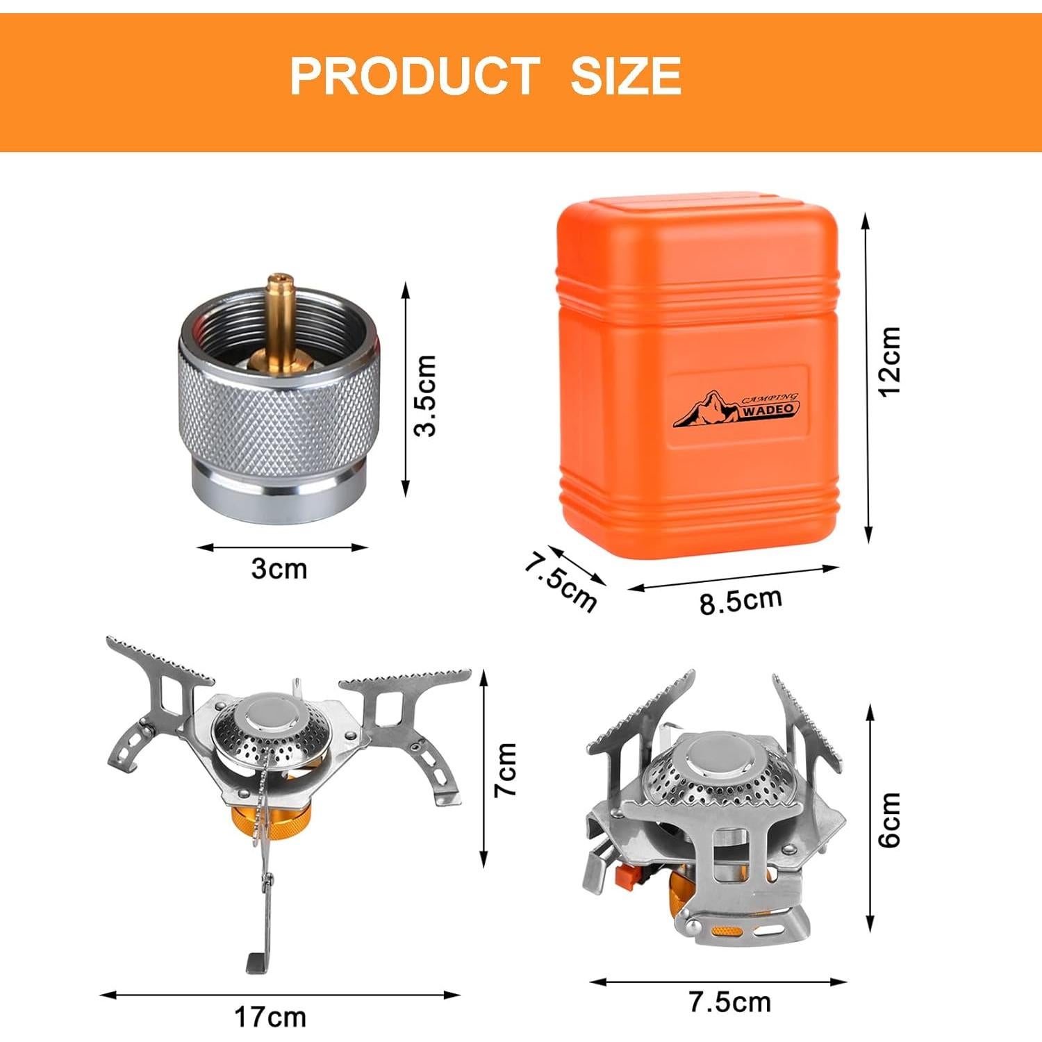 Estufa de Camping WADEO 3700W Portátil con Adaptador