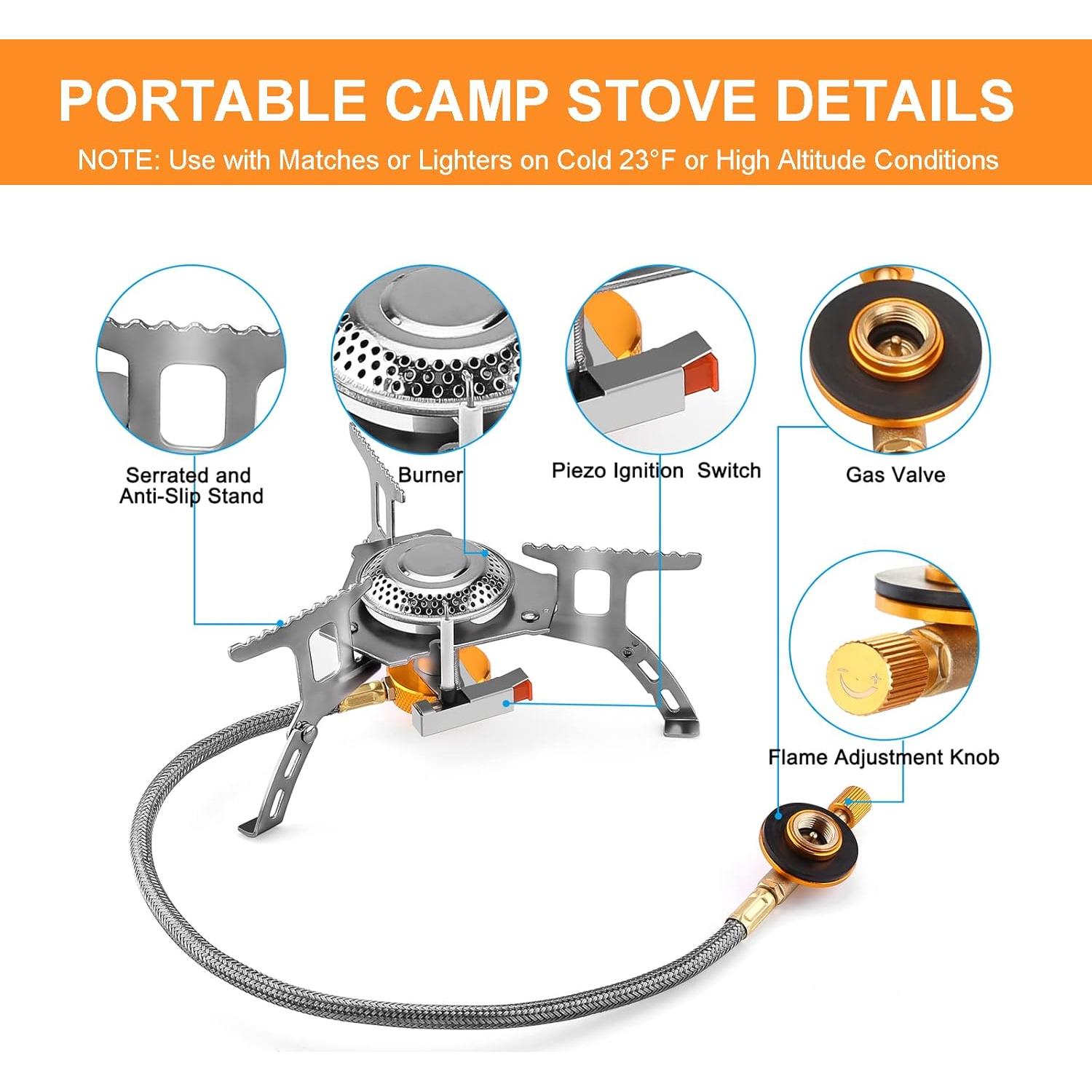 Estufa de Camping WADEO 3700W Portátil con Adaptador