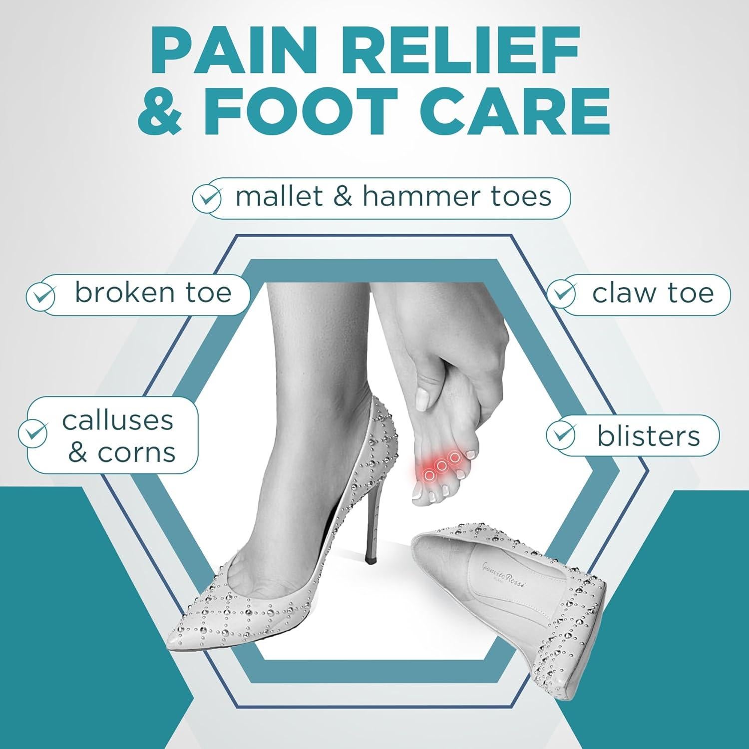 Homergy Hammer Toe corrector for Women and Men, 4 Pack, (Next Generation), FSA HSA Eligible, Reusable Fabric Buddy Wraps for Broken Toes, Hammertoe Corrector