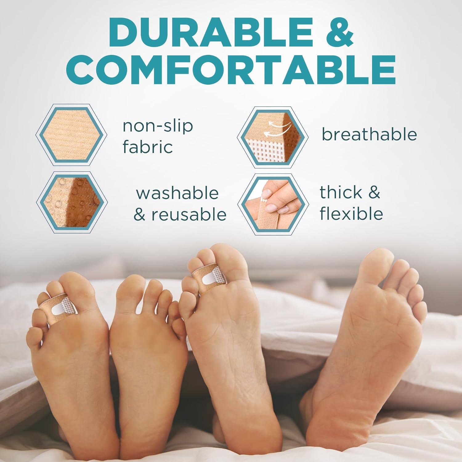 Homergy Hammer Toe corrector for Women and Men, 4 Pack, (Next Generation), FSA HSA Eligible, Reusable Fabric Buddy Wraps for Broken Toes, Hammertoe Corrector