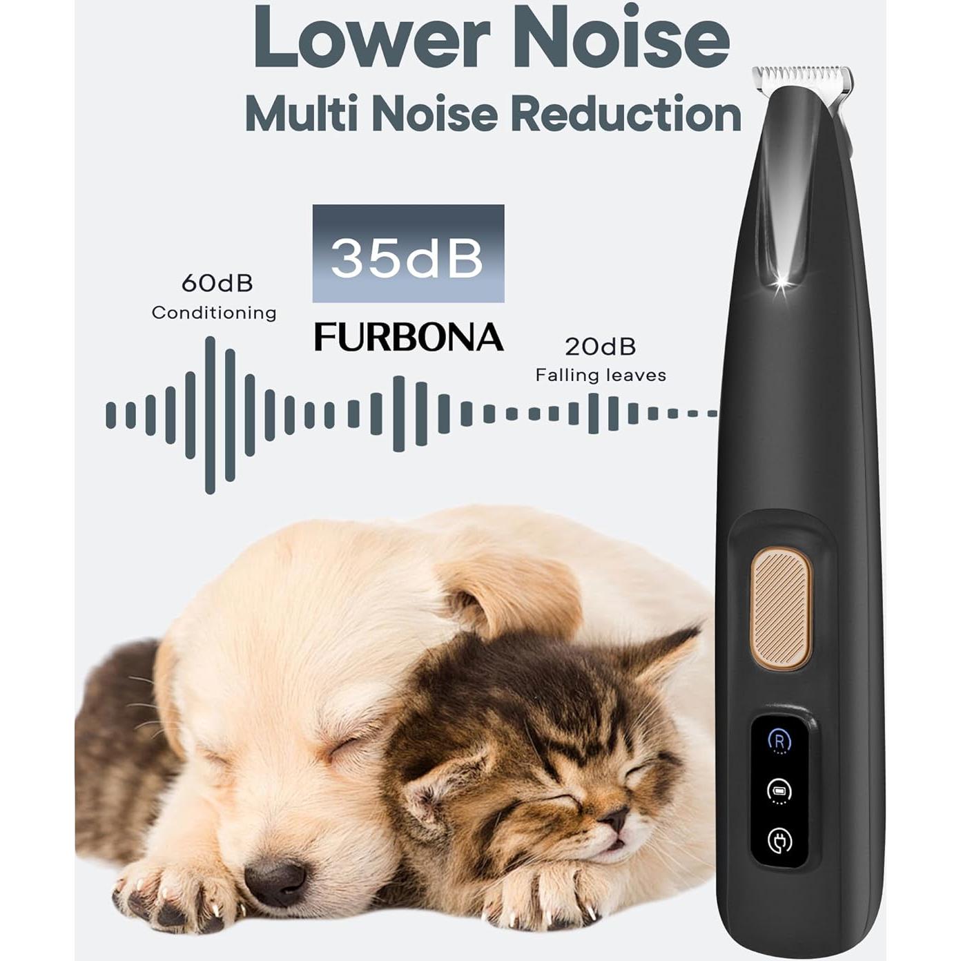 Recortadora de Patas de Perro FURBONA Negra, Cuchilla 18 mm, LED