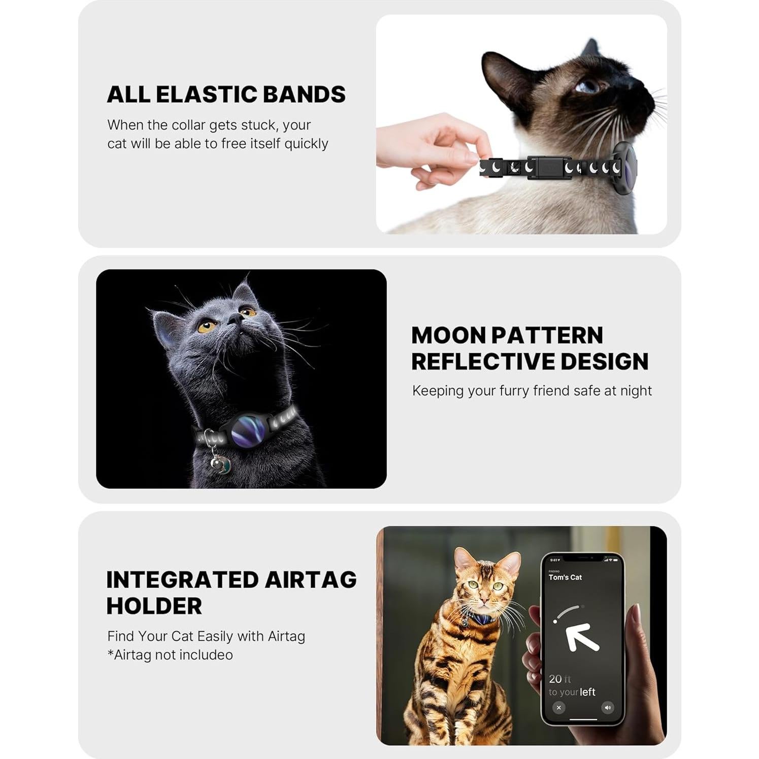 Collar para Gato con Soporte Airtag Typecase Negro 20-30 cm