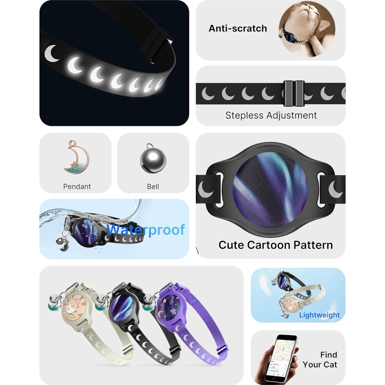 Collar para Gato con Soporte Airtag Typecase Negro 20-30 cm