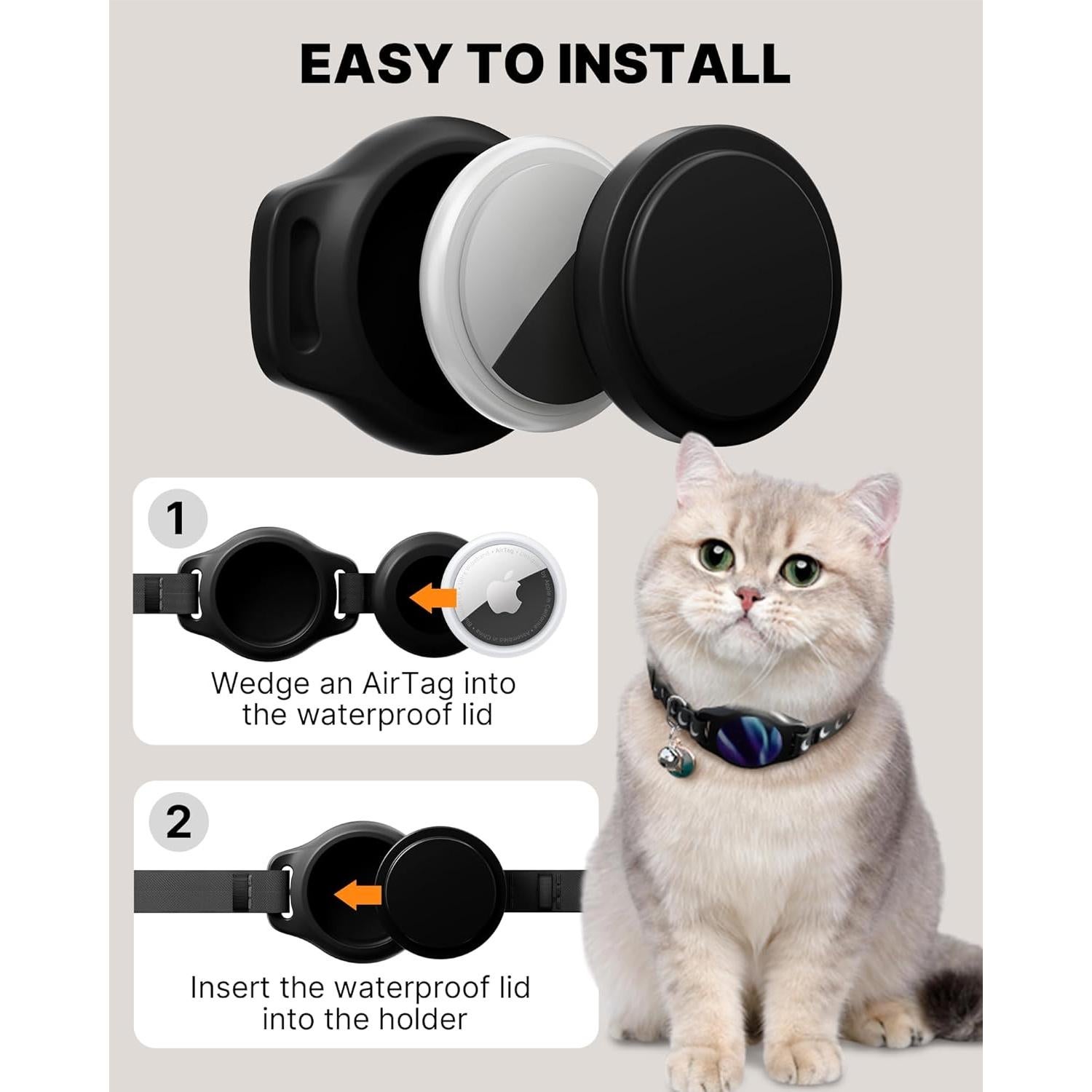 Collar para Gato con Soporte Airtag Typecase Negro 20-30 cm